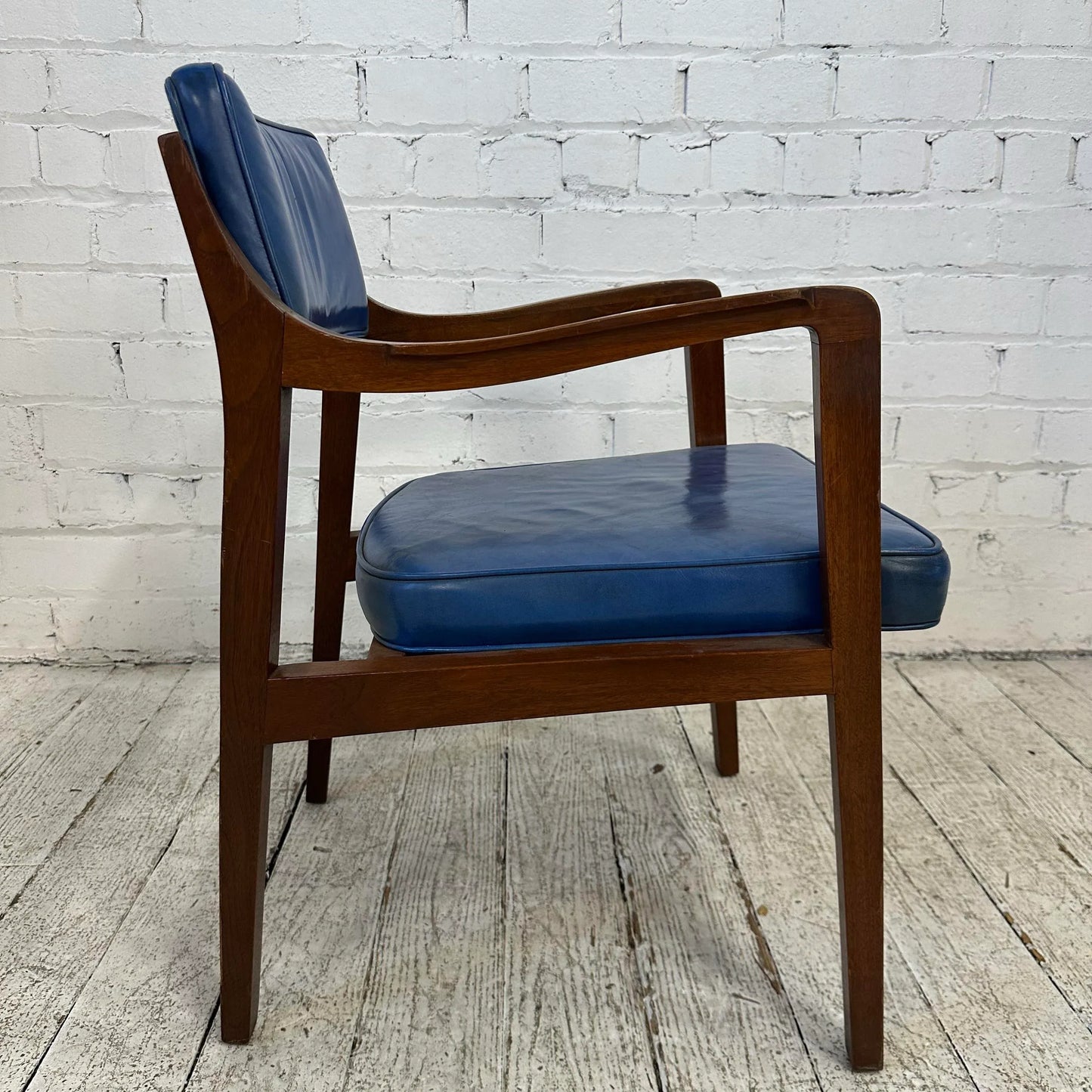 Blue Leather Dunbar Chair