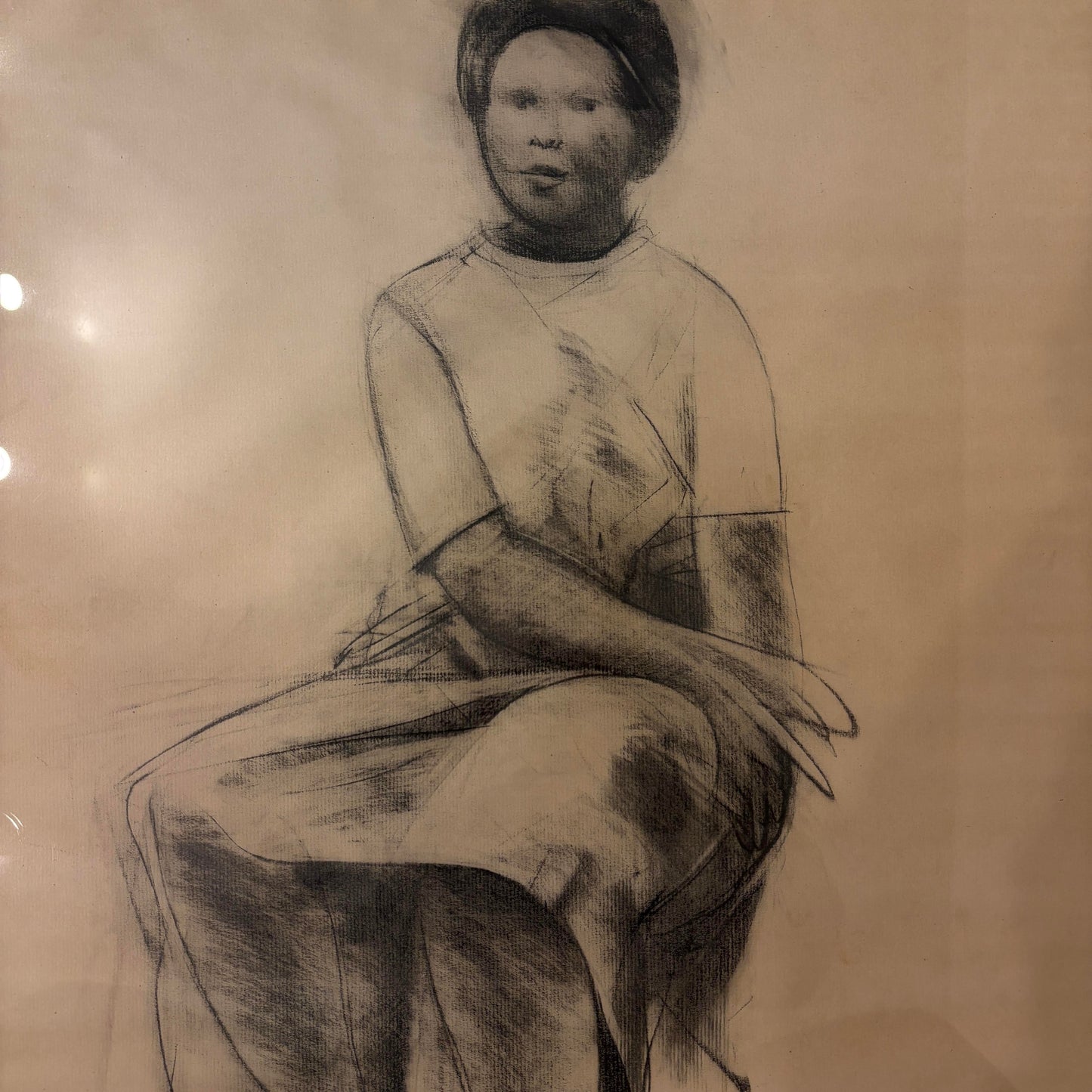 Mario Fallani “Study of Seated Woman” Pencil Drawing