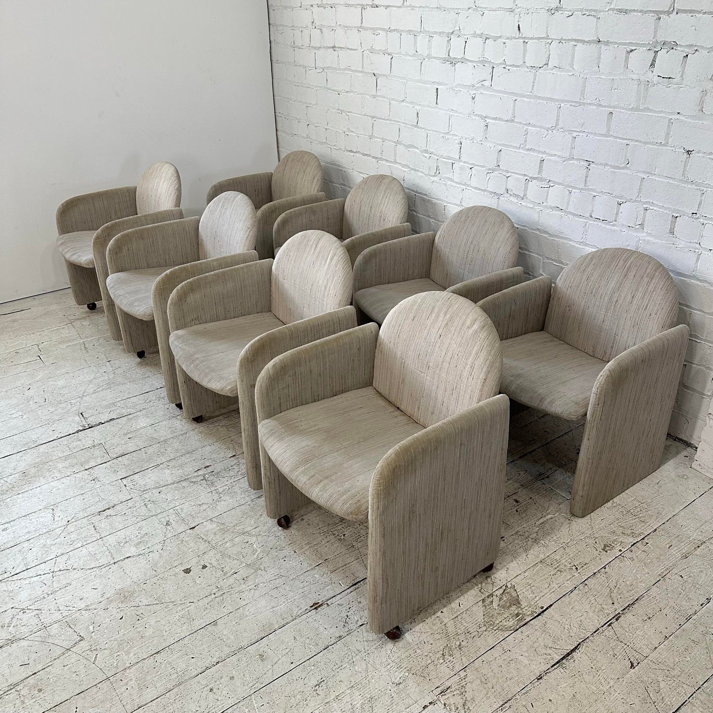 Set of 8 1980s Dining Chairs by Collier Milo Baughman Style