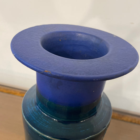 1950s Mid-Century Blue Italian Vase Bittosi or Aldo Lundi Style