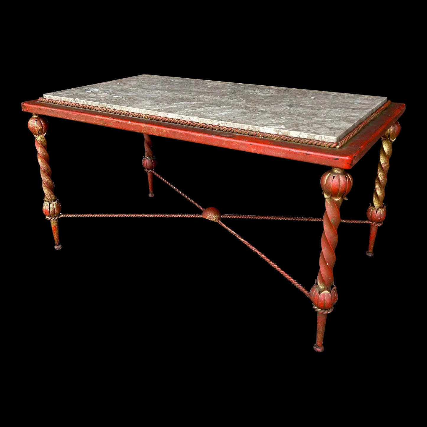 Louis Katona Iron and Marble Coffee Table Art Deco