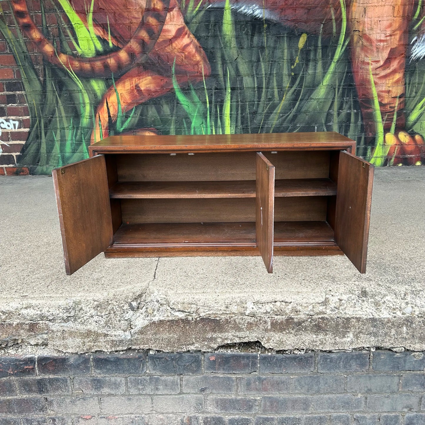 Petite Parzinger Style Hammered-Metal Fronted Cabinet