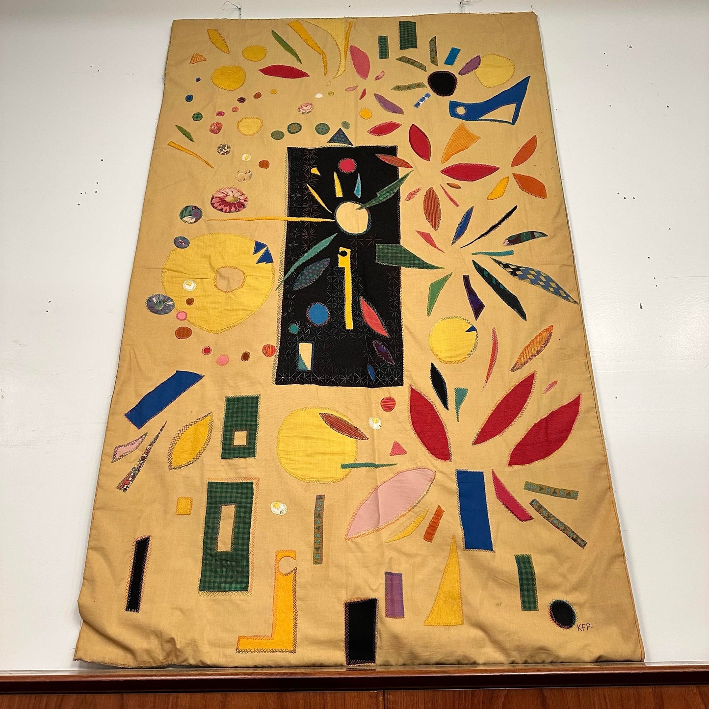 1960s Studio Made Kristina Friberg Fiber Art Tapestry “Mirror Memory”