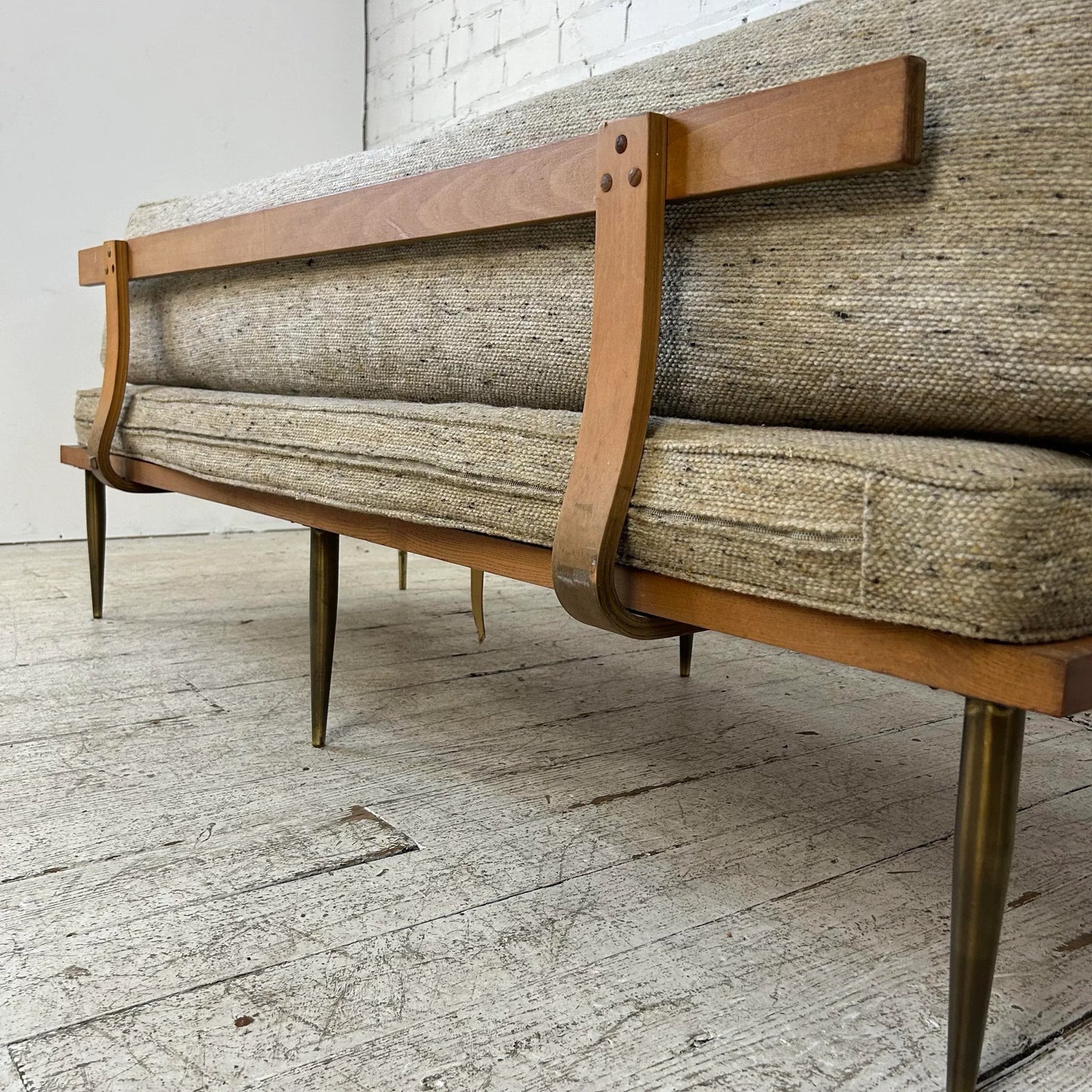 Mid Century Modern Brass Leg Daybed Sofa