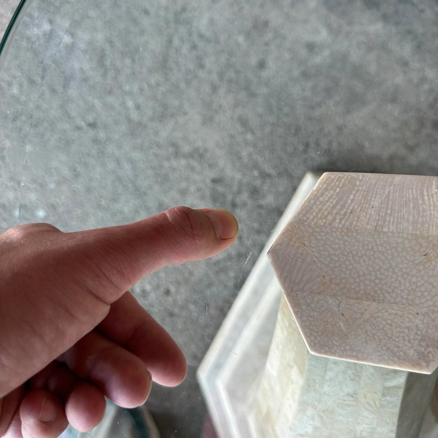 Maitland Smith Glass and Tessellated Marble Side Table