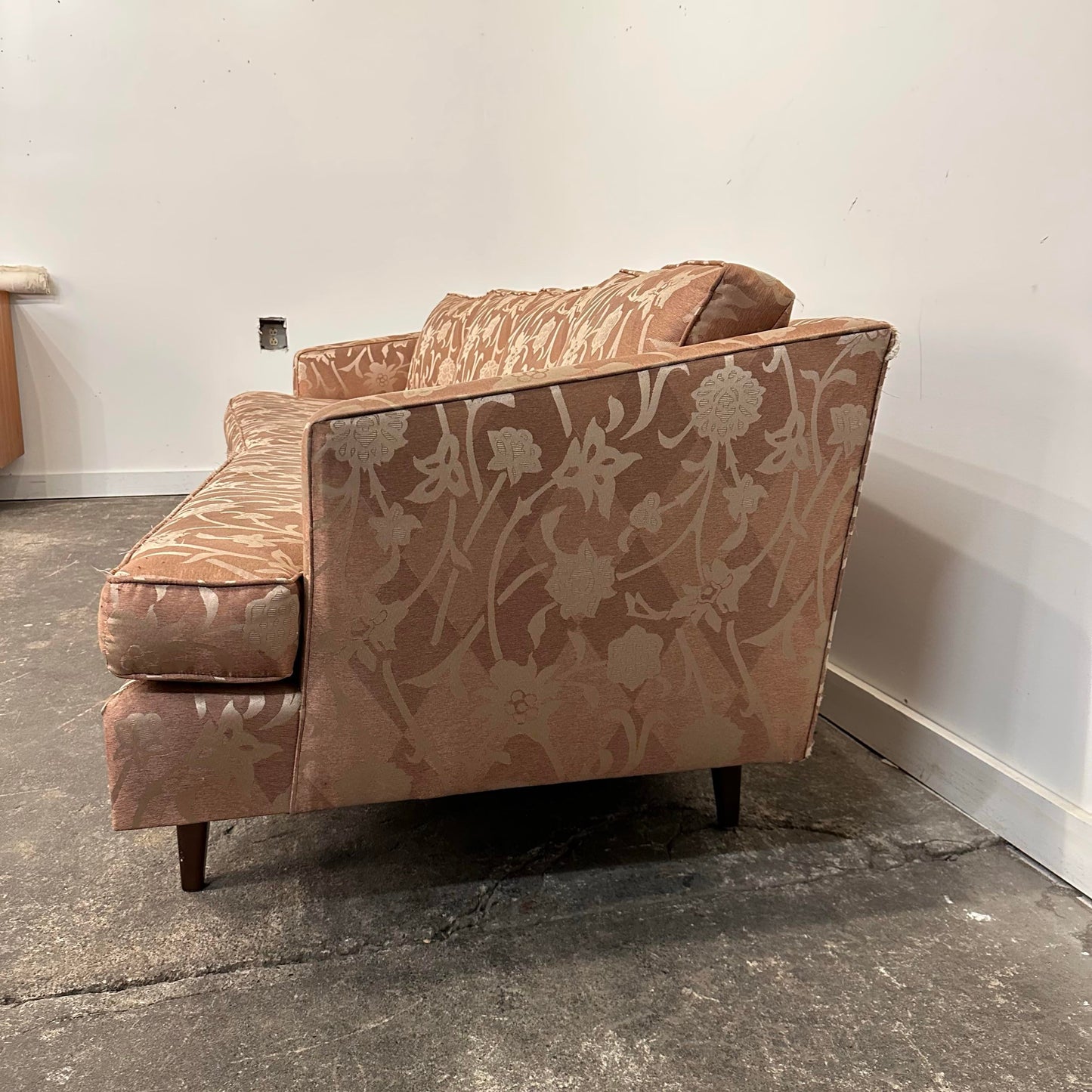 Mid Century Modern Curved Sculpted Walnut Sofa