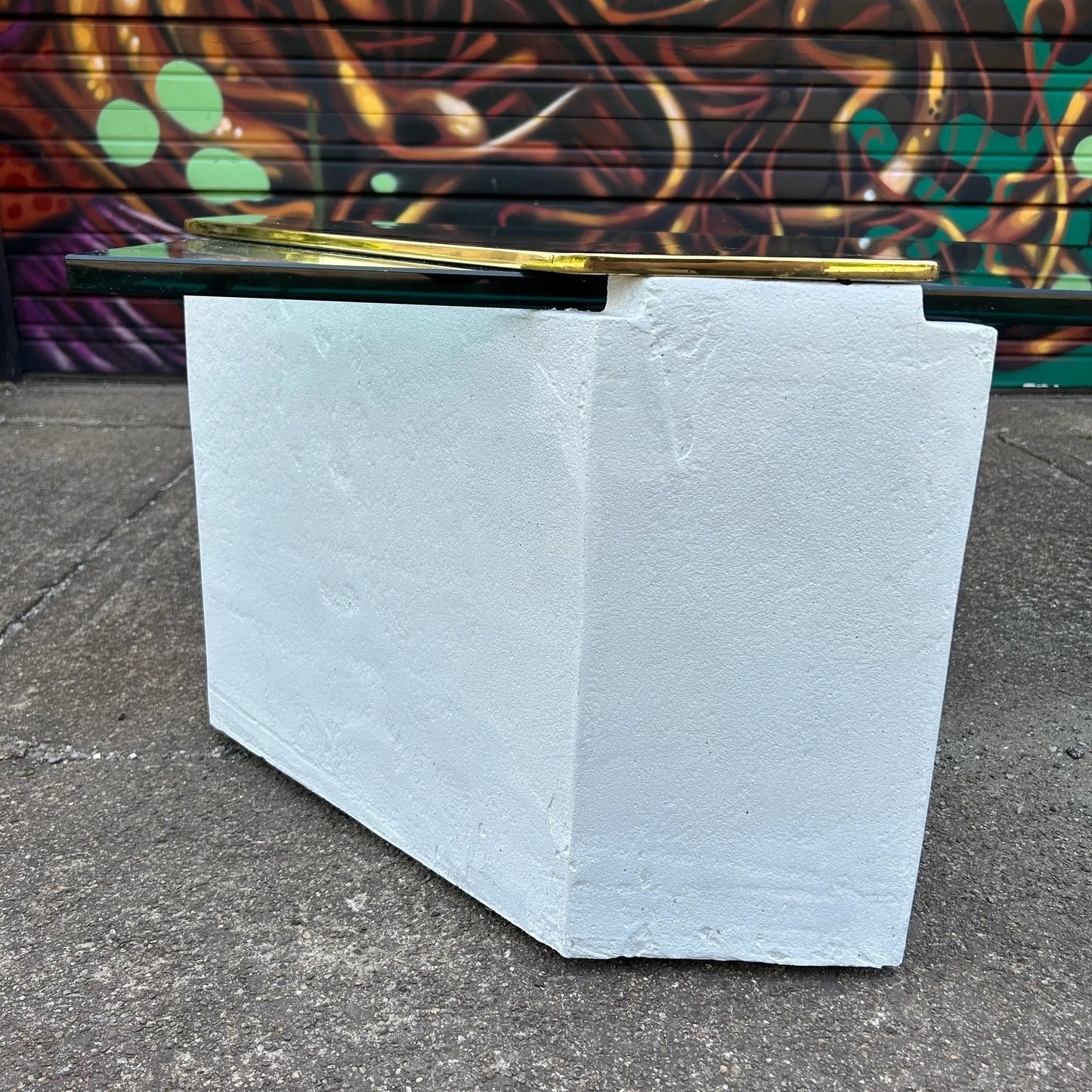 1980s Plaster Brass and Glass Coffee Table