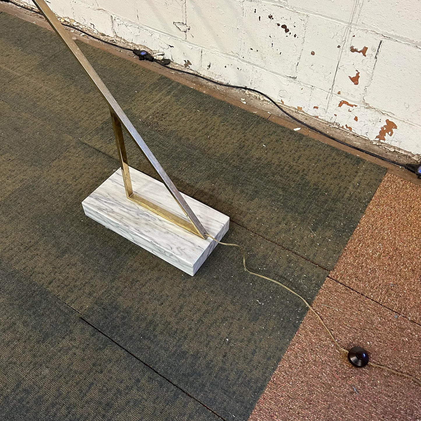 Achille Castiglioni Italian Floor Lamp Brass Marble Lucite