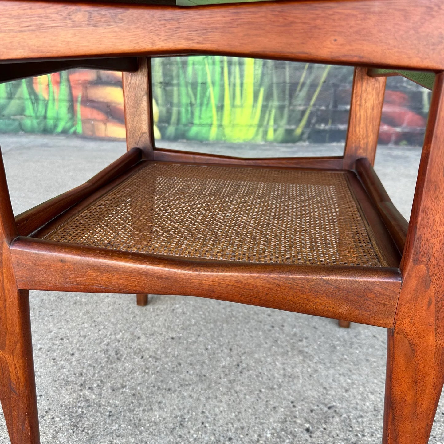 Jens Risom Two Two-Tiered Caned Side Table