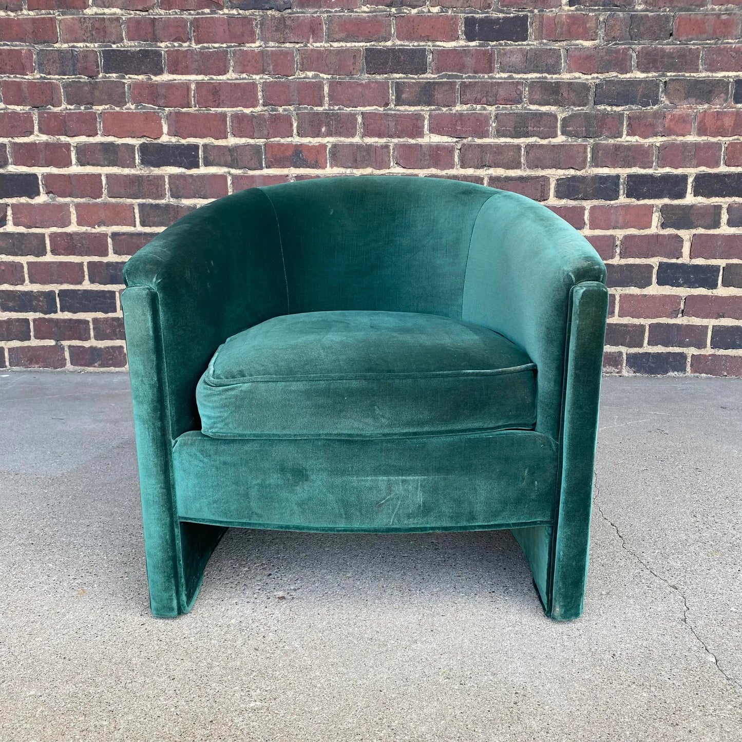 Mid Century Modern Adrian Pearsall for Comfort Craft Green Velvet Chair With Pleats
