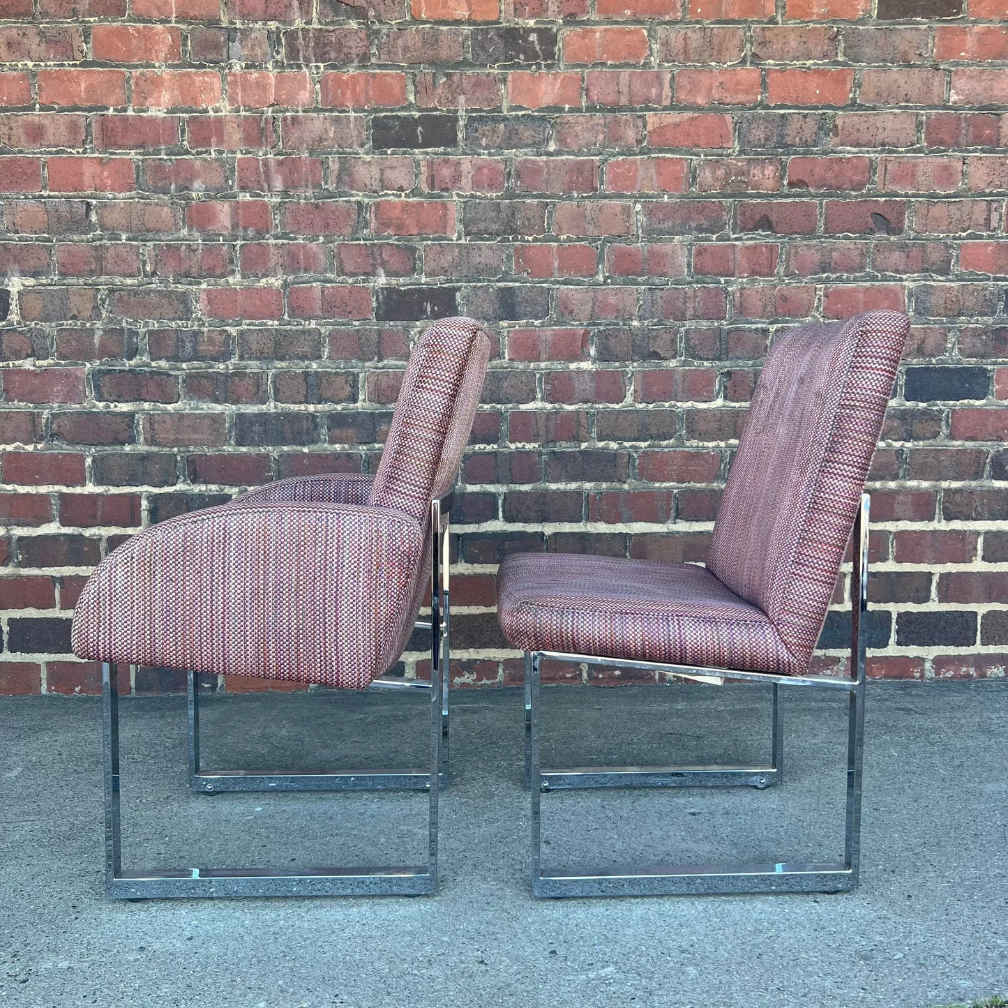 Set of 6 Thayer Coggin Chrome Dining Chairs on Hidden Wheels