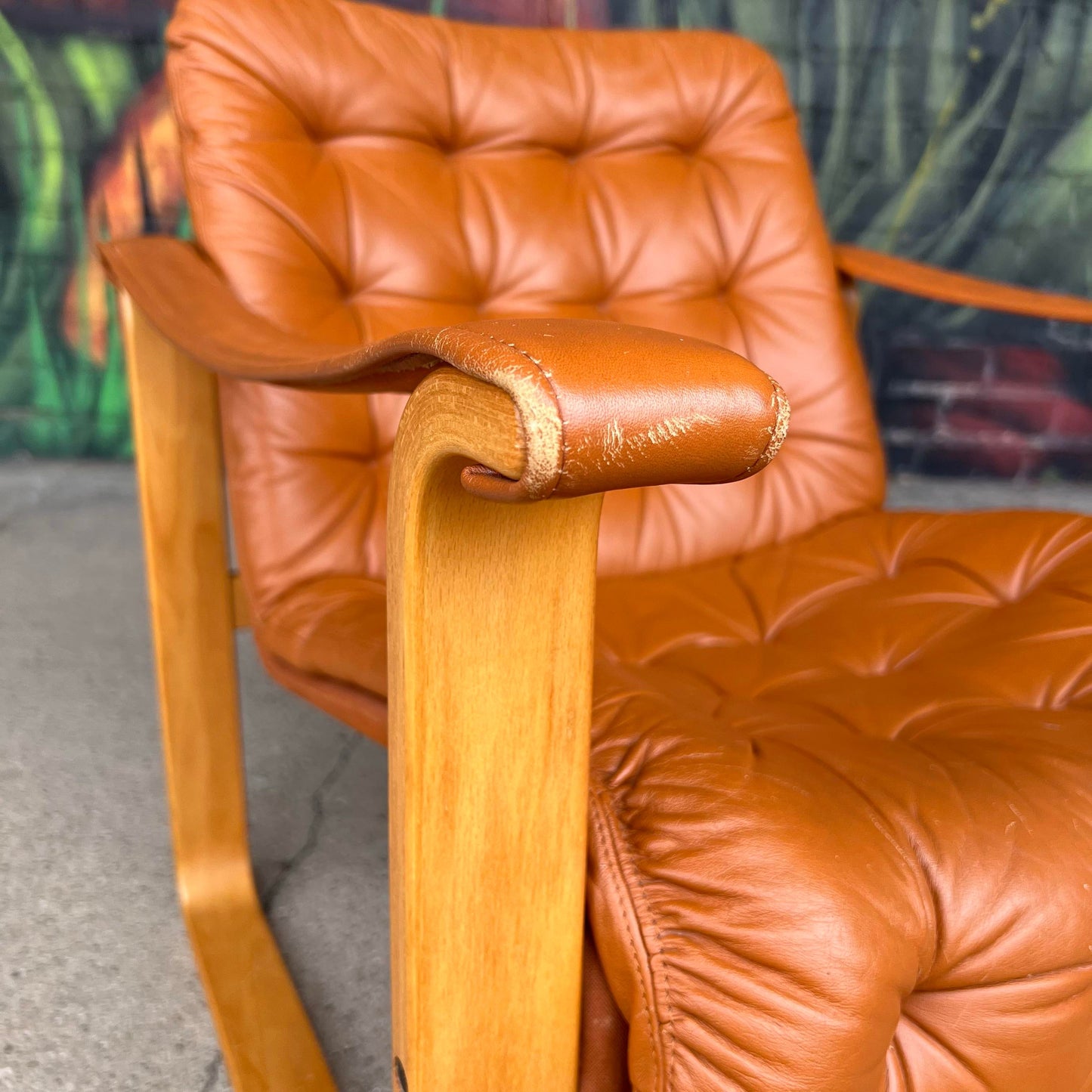 Mid Century Leather Lounge Chair Oy Bj Dahlqvist Ab Finland for B. D. Furniture