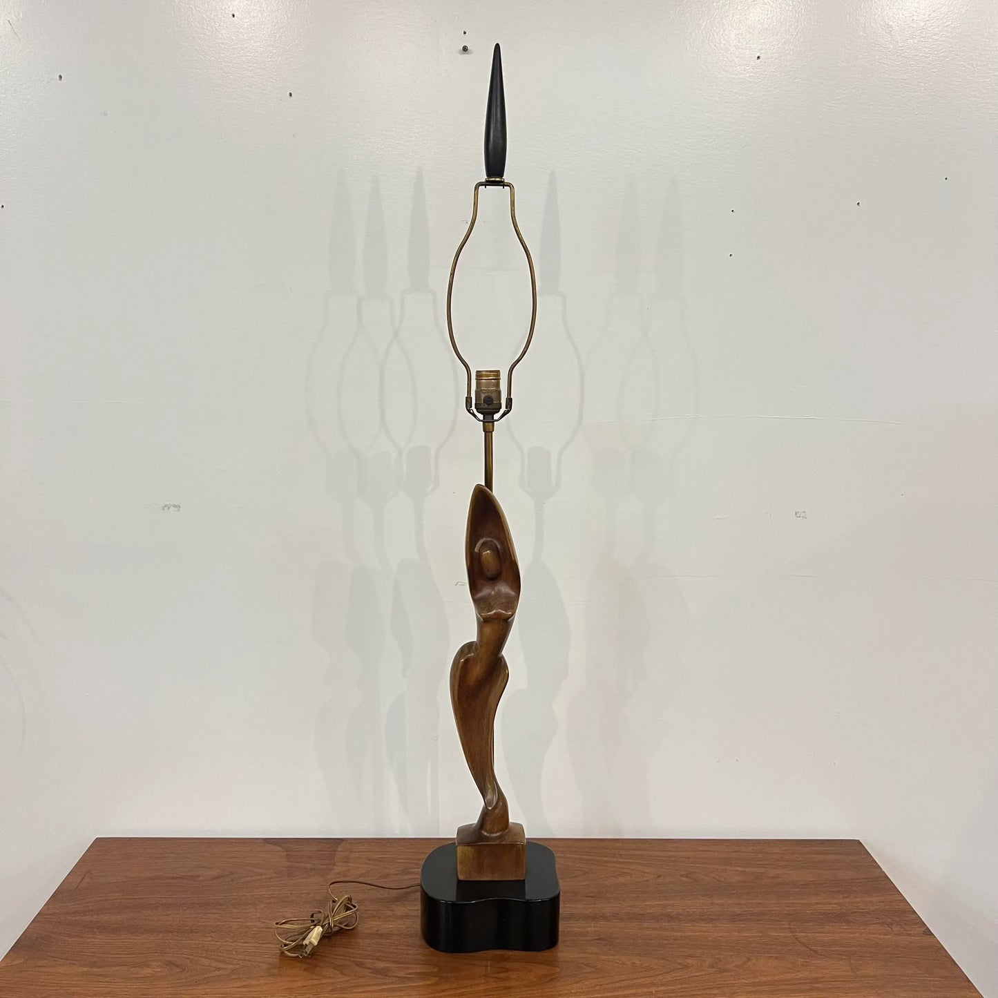 Mid Century Modern Carved Woman Figural Heifetz Table Lamp