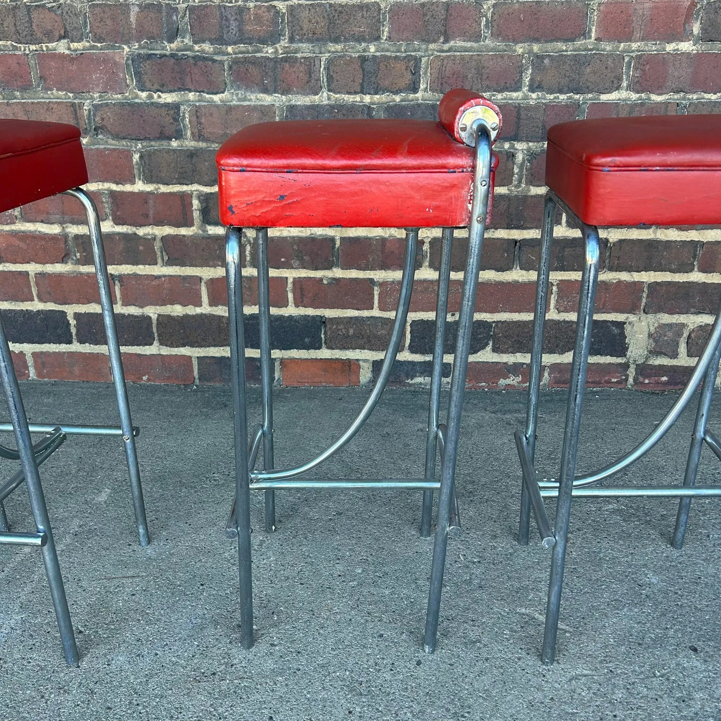 Set of 4 Art Deco Machine Age Bar Stools From Empire State Building