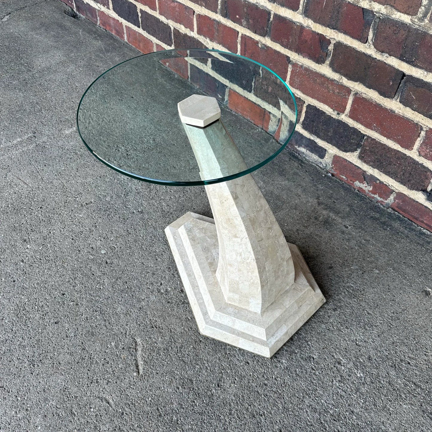 Maitland Smith Glass and Tessellated Marble Side Table
