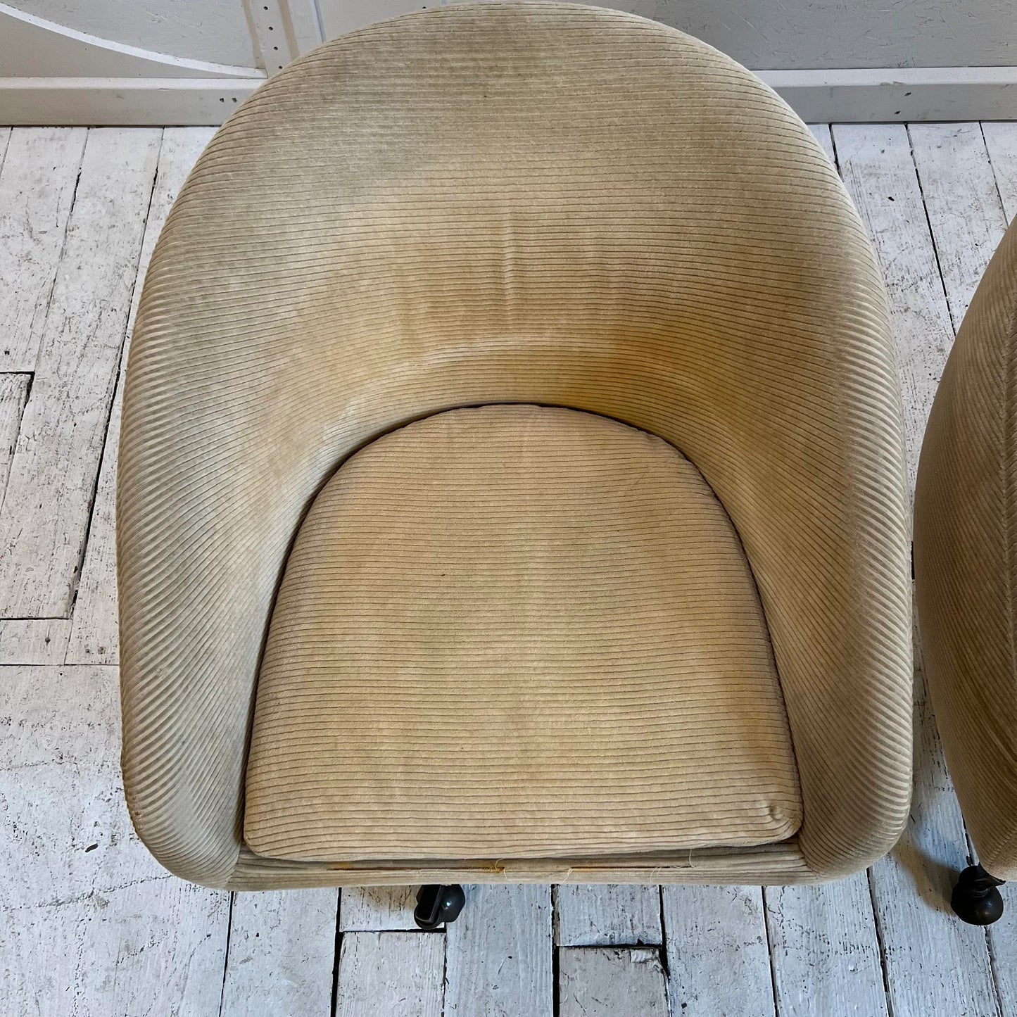 Pair of George Kasparian Cream Office Chairs Swivel Tilt