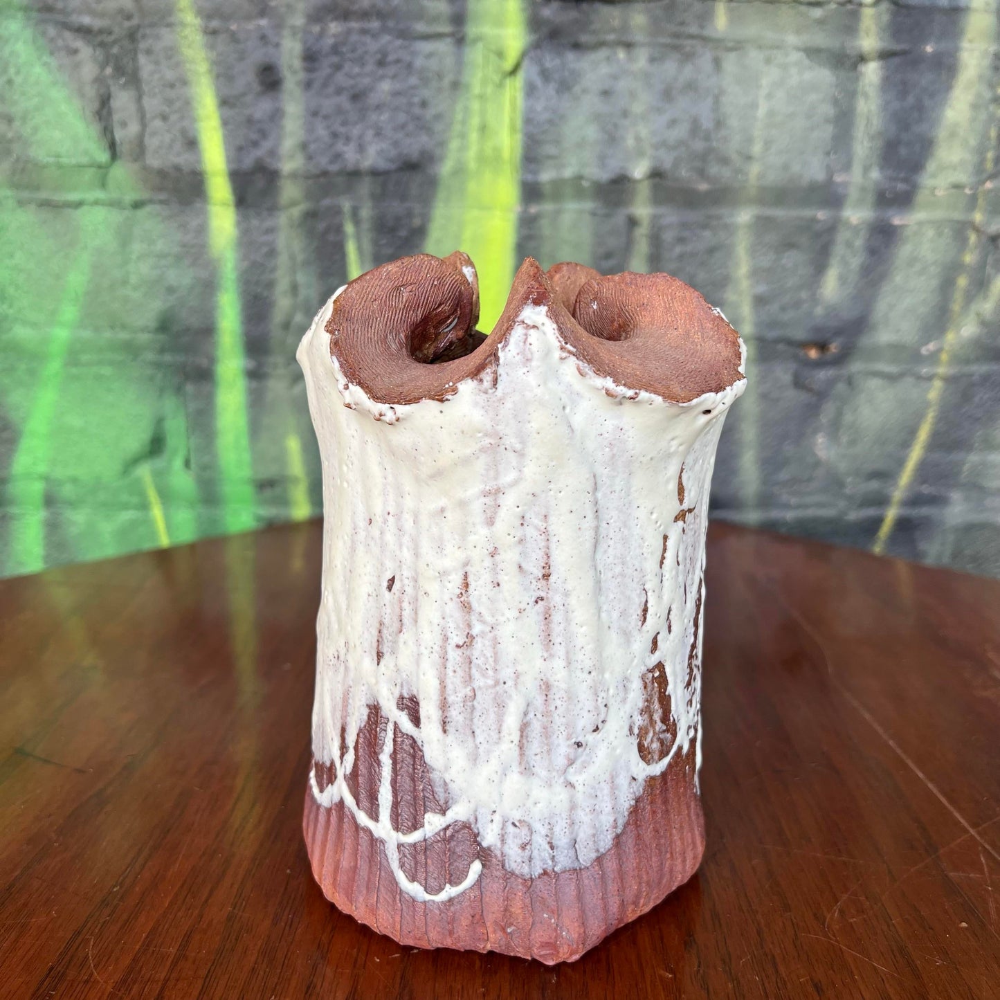 Signed Glazed Stoneware Vessel Vase