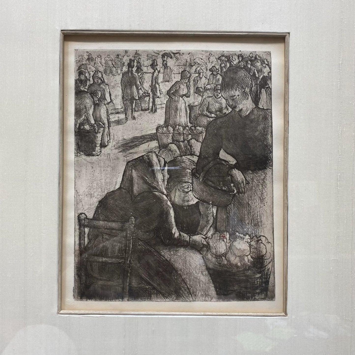 After Camille Pissarro Art Framed Signed Cleveland Ohio Info Tag on Back