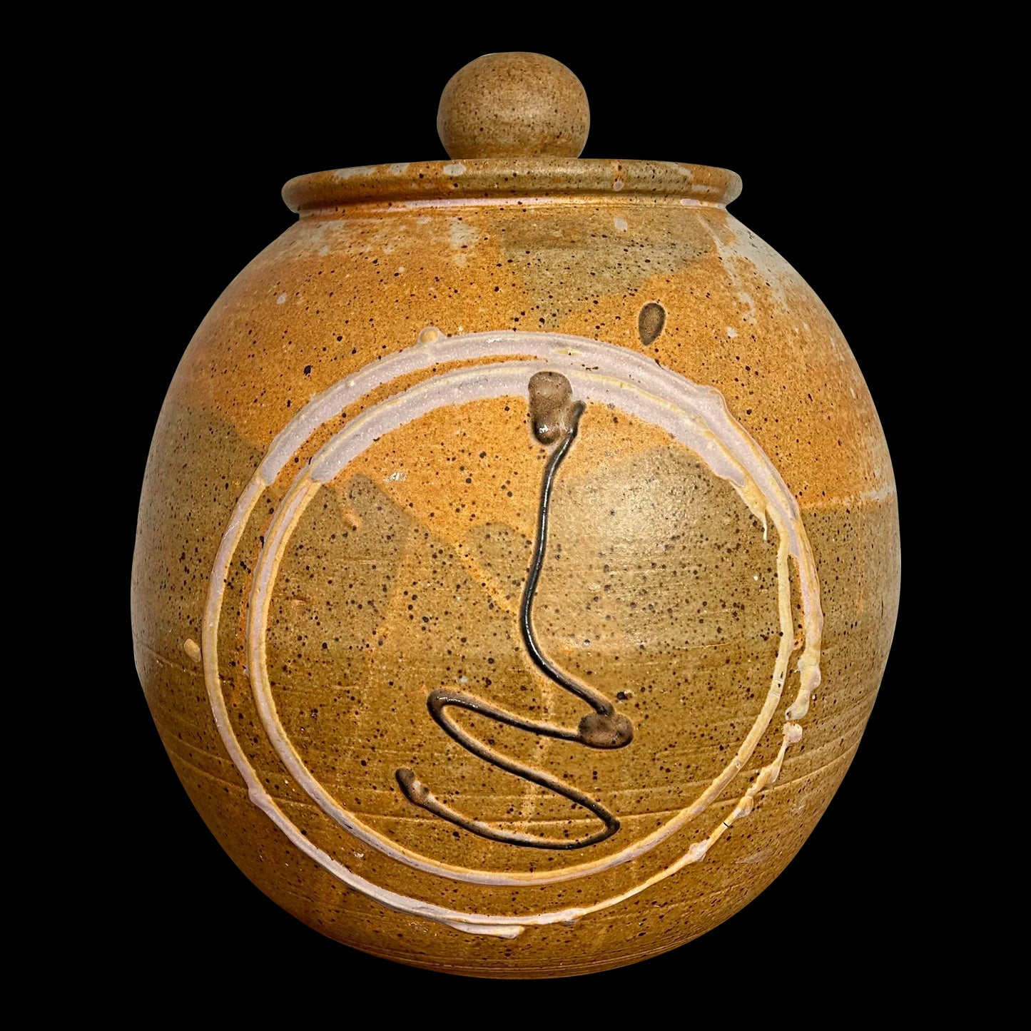 Large Lidded Ceramic Glazed Jar