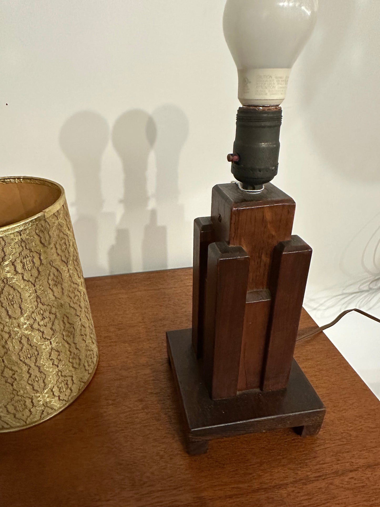 Paul Frankl Skyscraper Table Lamp Signed J Johnson 1939 Wood