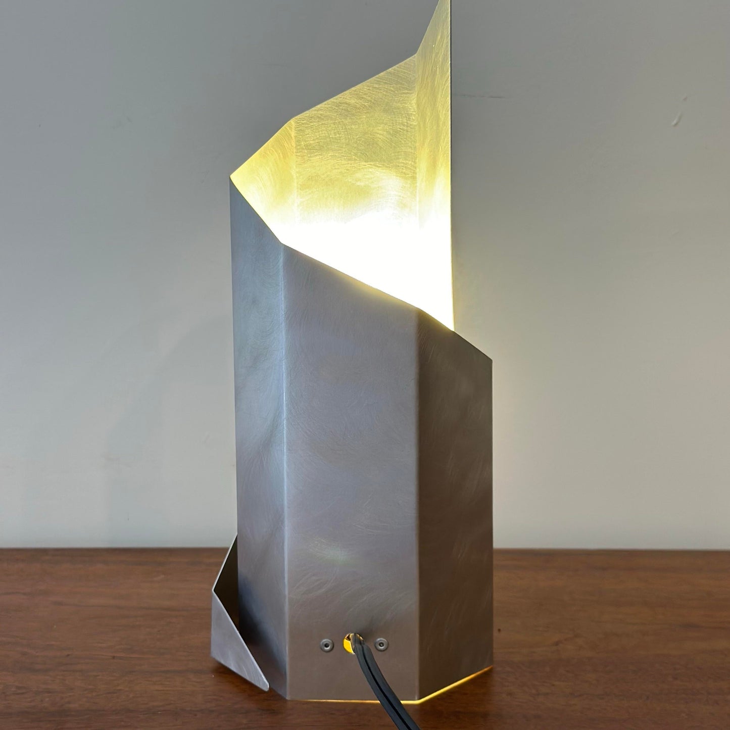 1970s Constructivist Table Lamp in Folded Aluminum by Godley-Schwan