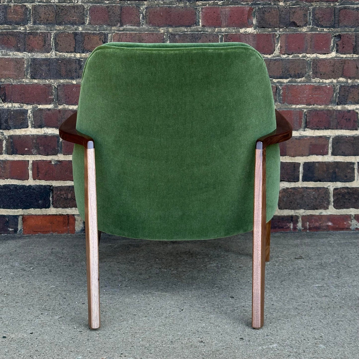 Mid Century Modern Custom Seal Style Lounge Chair Green Mohair