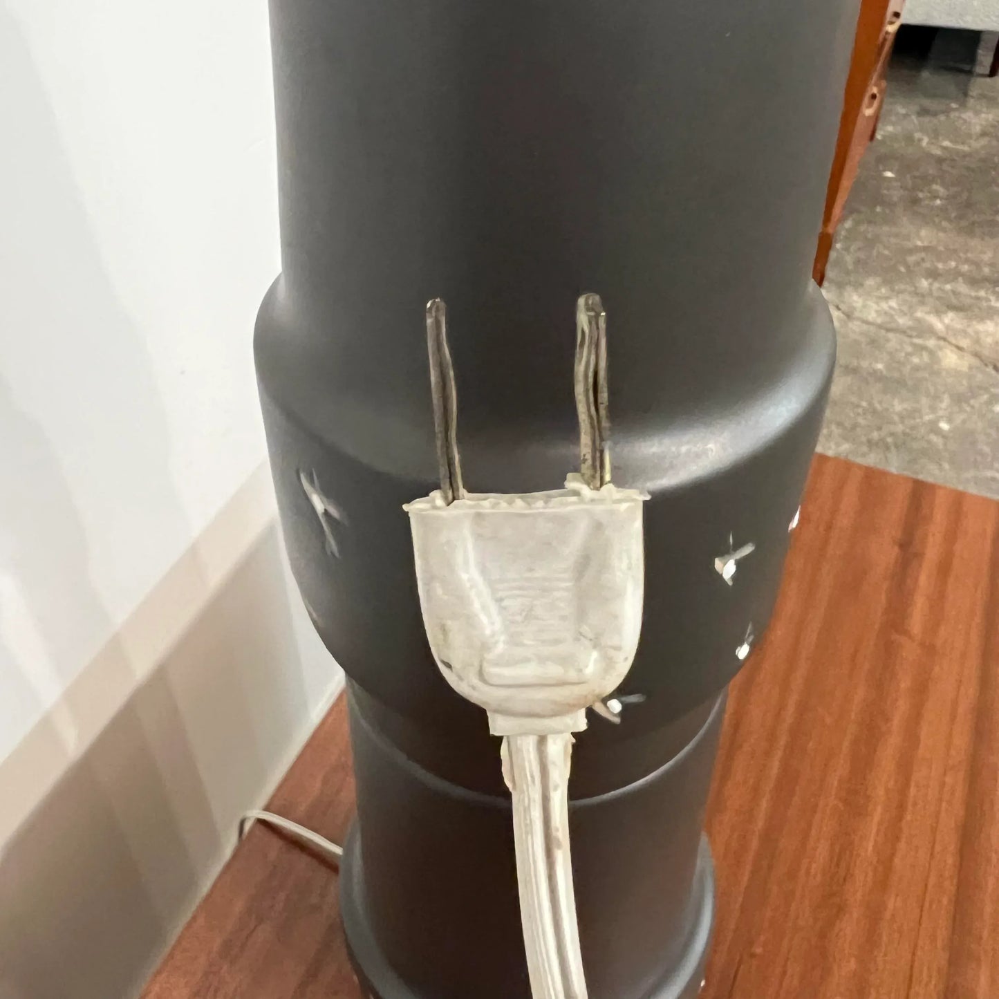 Large Martz Ceramic and Walnut Table Lamp Original Shade and Finial