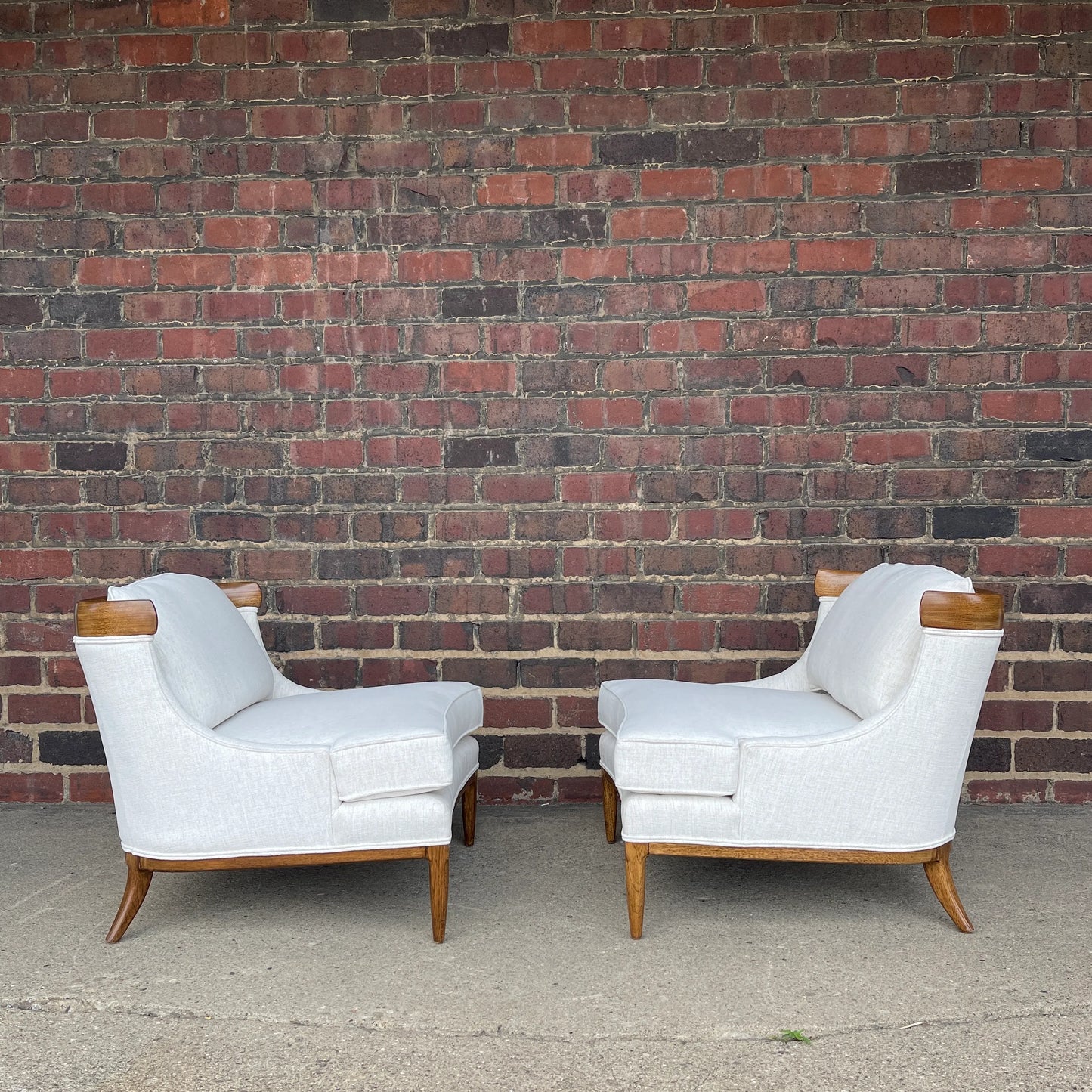 Tomlinson Sophisticate Slipper Chairs Refinished and Reupholstered in Crypton Fabric