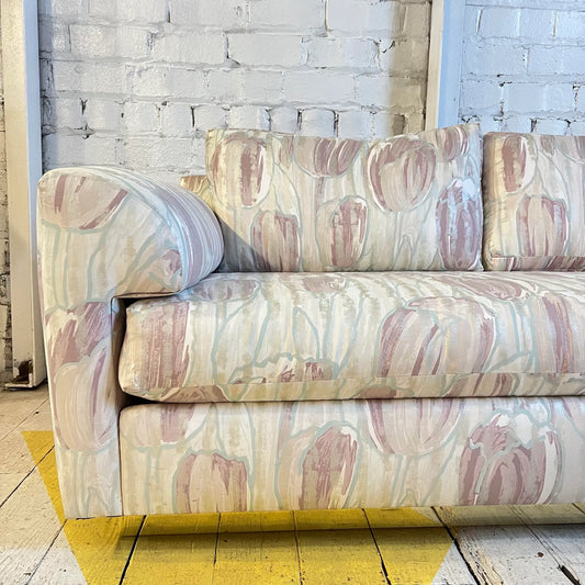 Curved Sectional 80s Sofa With Brass Base Detailing