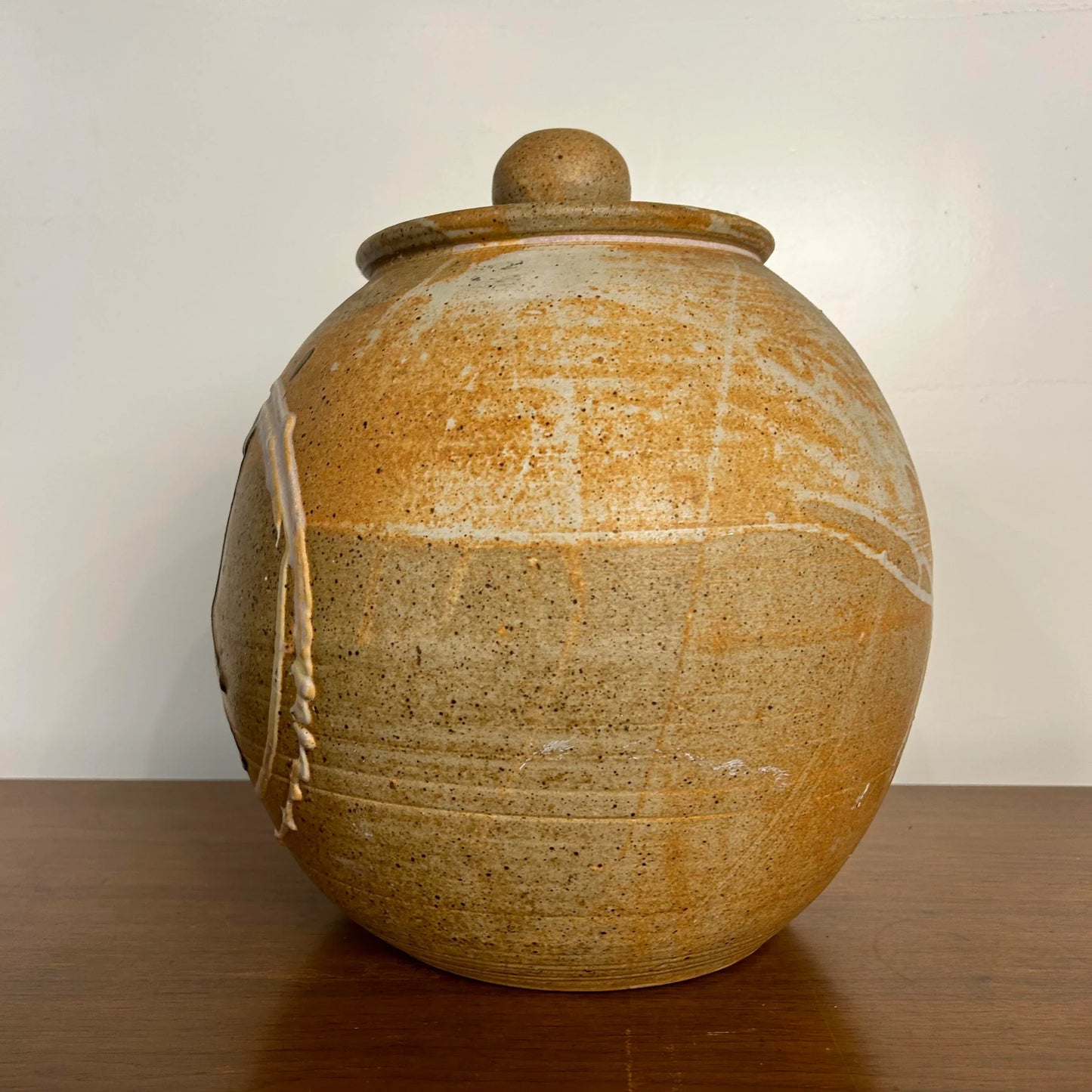 Large Lidded Ceramic Glazed Jar