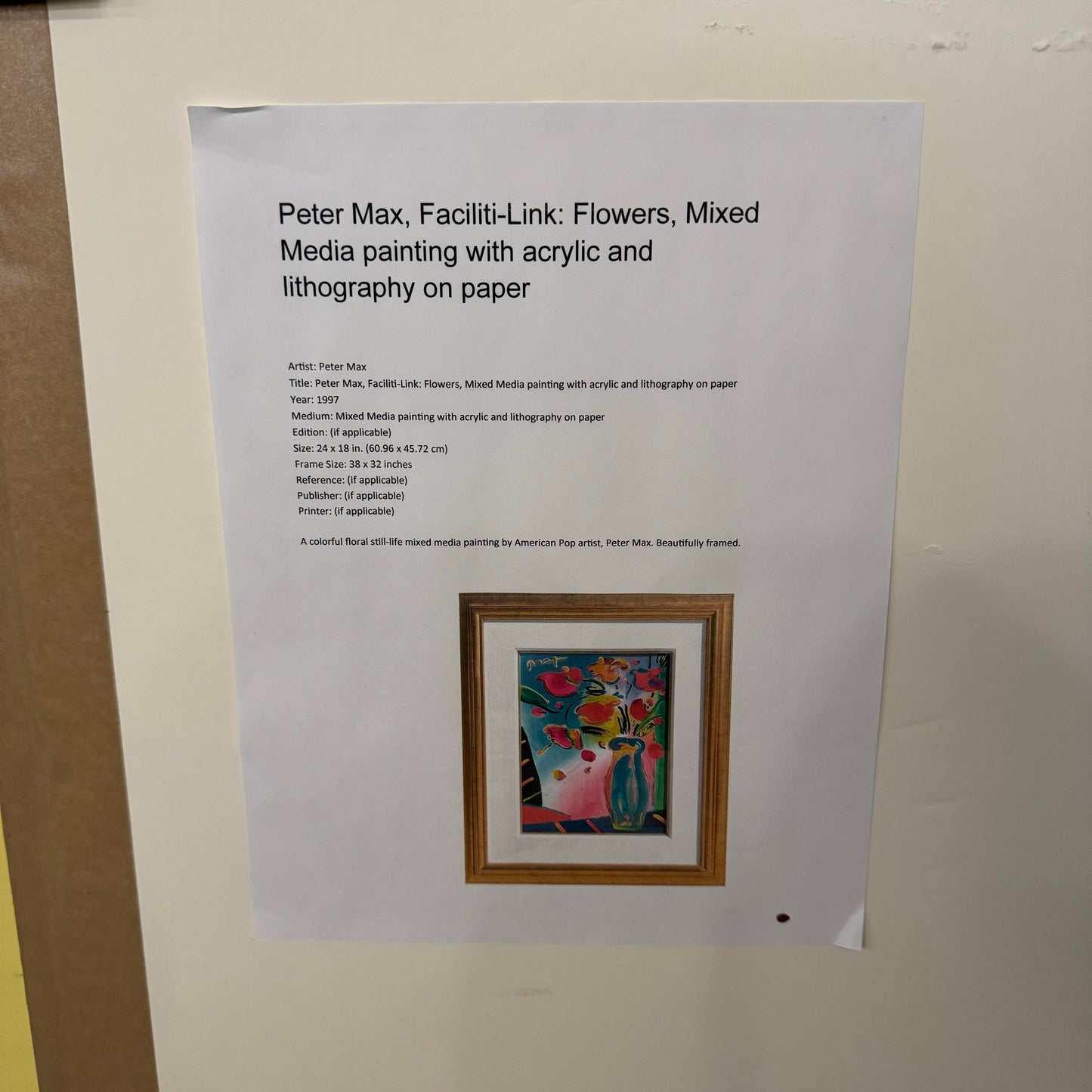 Peter Max, Faciliti-Link: Flowers, Mixed Media Painting With Acrylic and Lithography on Paper