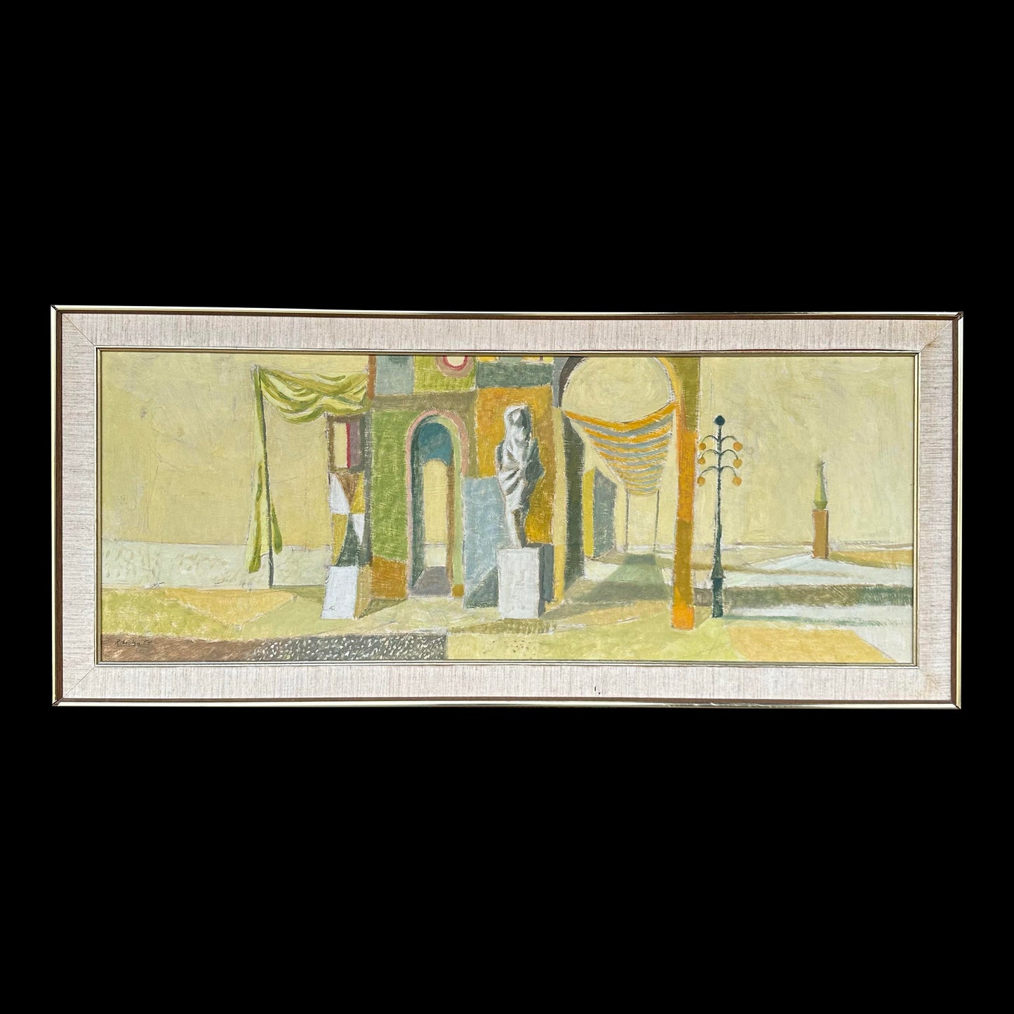 Mid-Century Modern Cityscape Painting by Robert C. Brisley