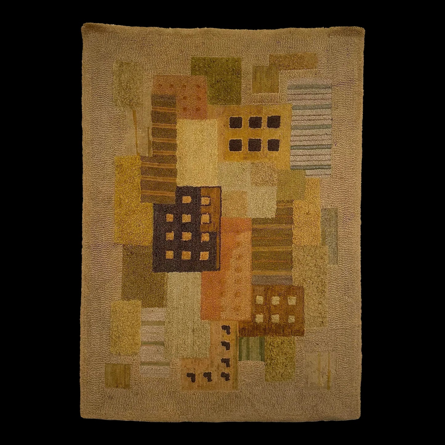 Mid Century Modern George Wells Hand Hooked Fiber Art Rug