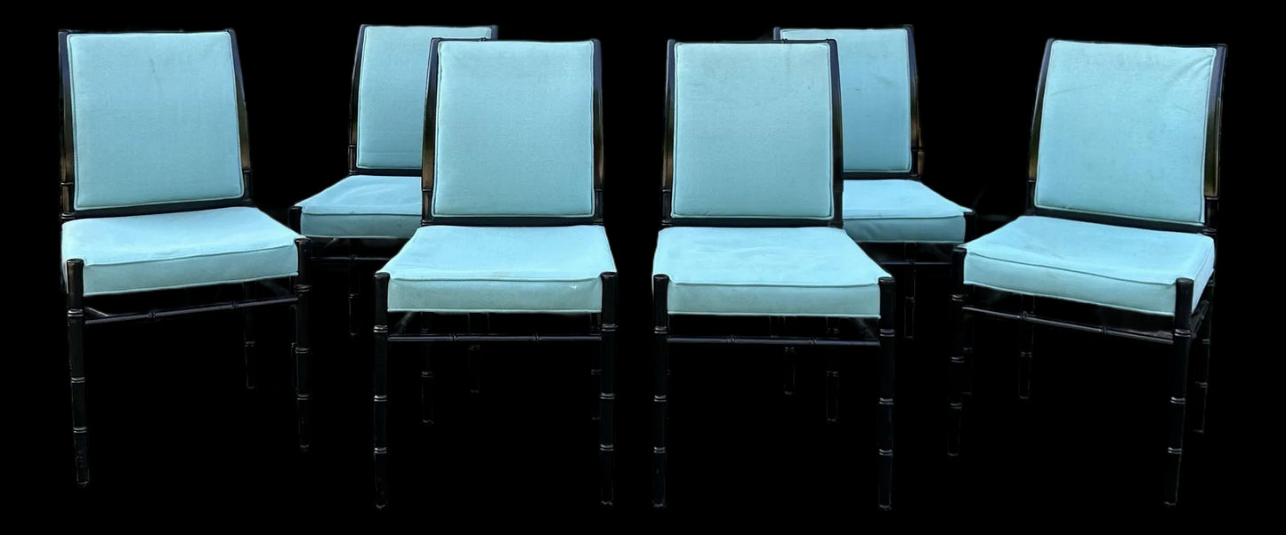 Set of 6 Faux Bamboo Dining Chairs Mid-Century Modern