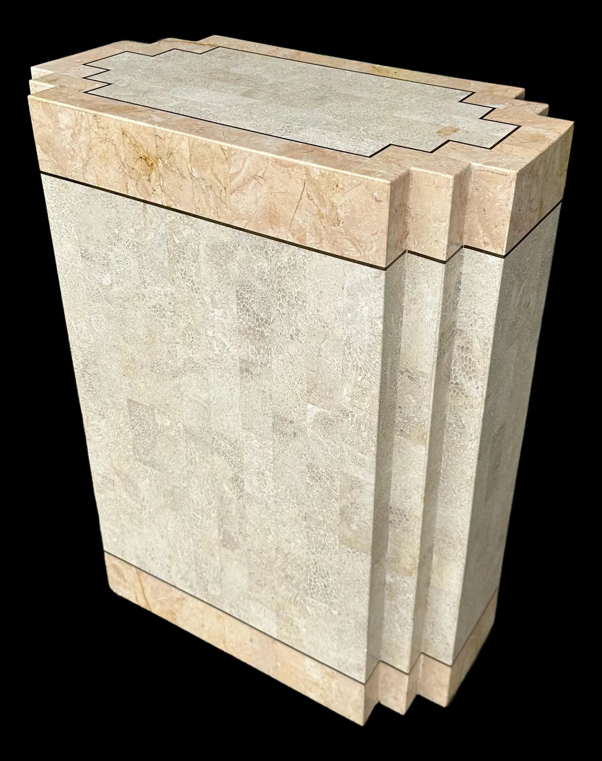 Maitland-Smith Tessellated Marble Stone Pedestal