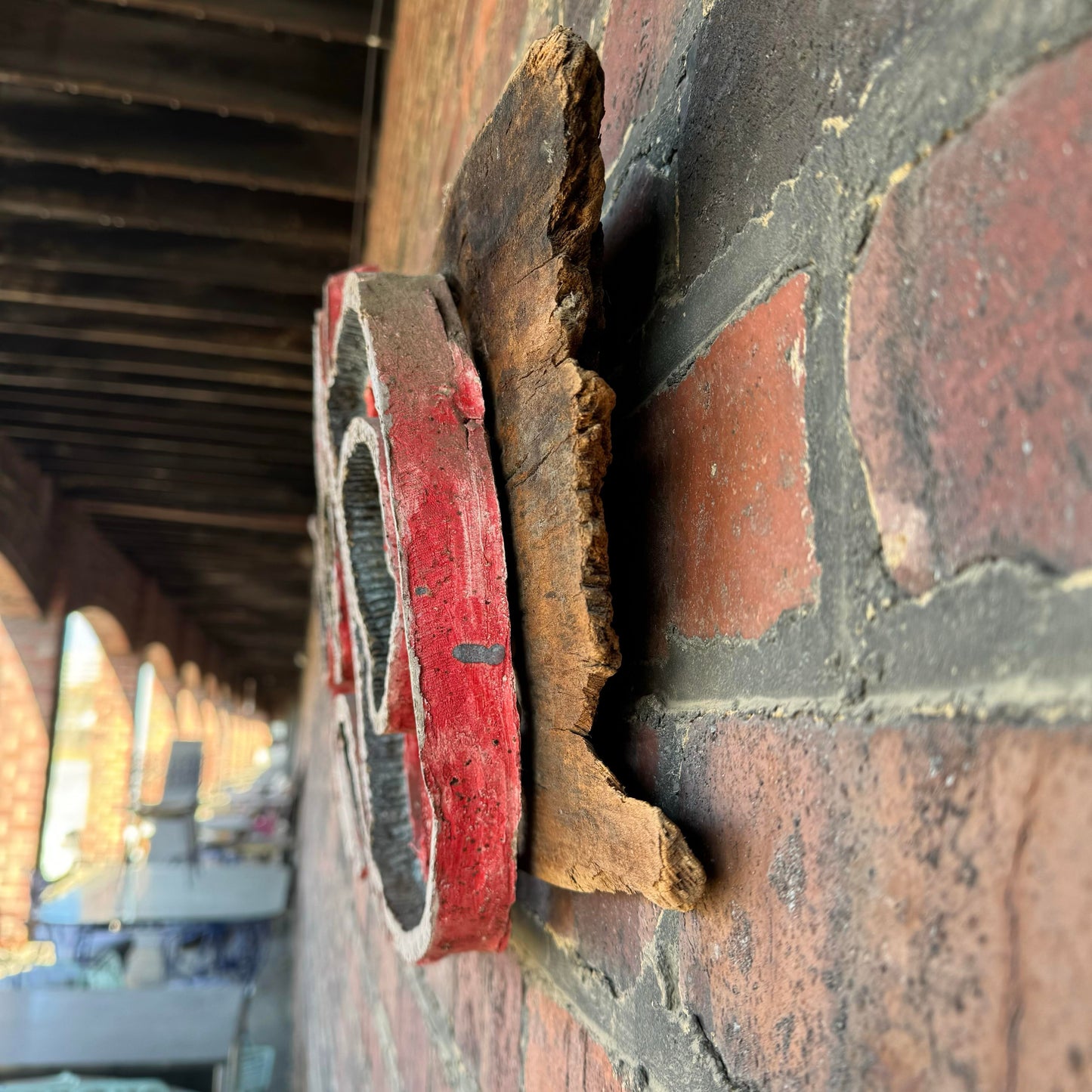 Ceramic Abstract Sculpture Mounted on Wood by Brain Heard Wall Art