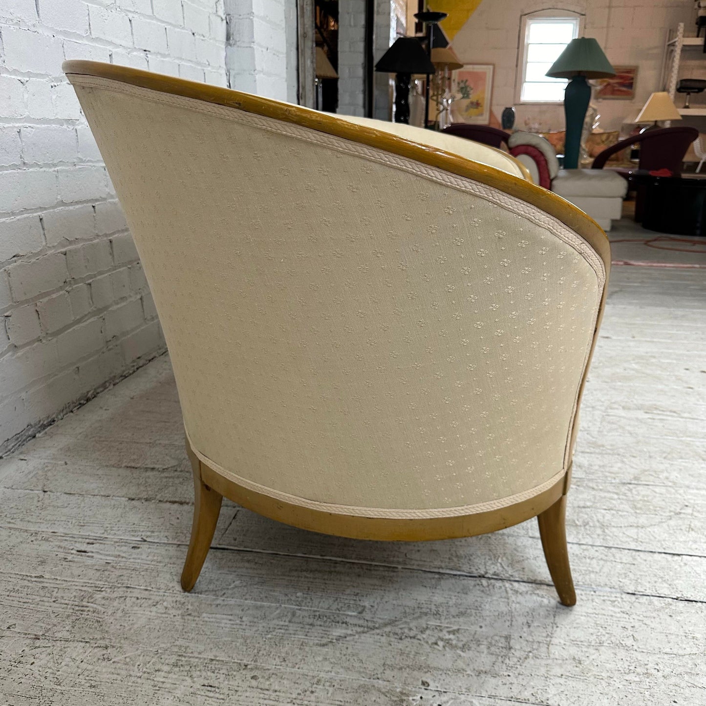 Art Deco Modern French Style Curved Tall Back Sofa