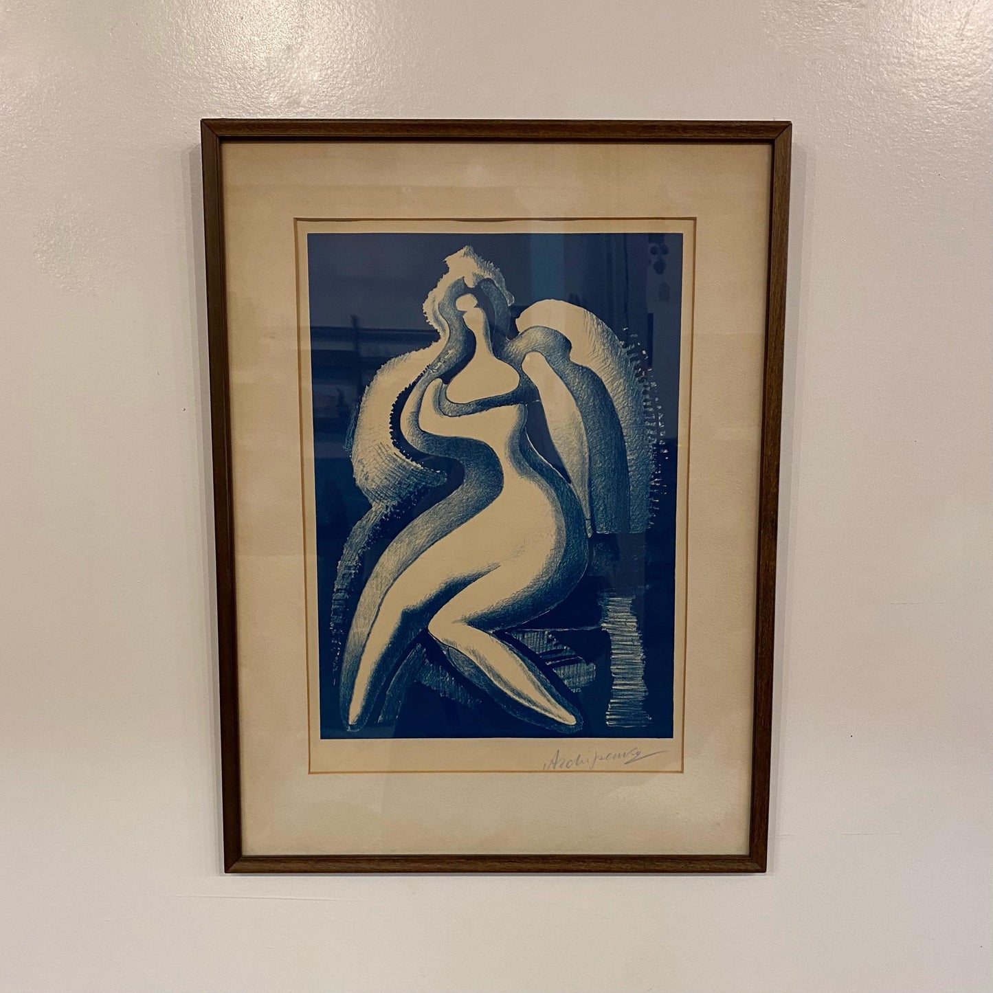 Mid 20th Century Coquette Print by Alexander Archipenko Blue and White