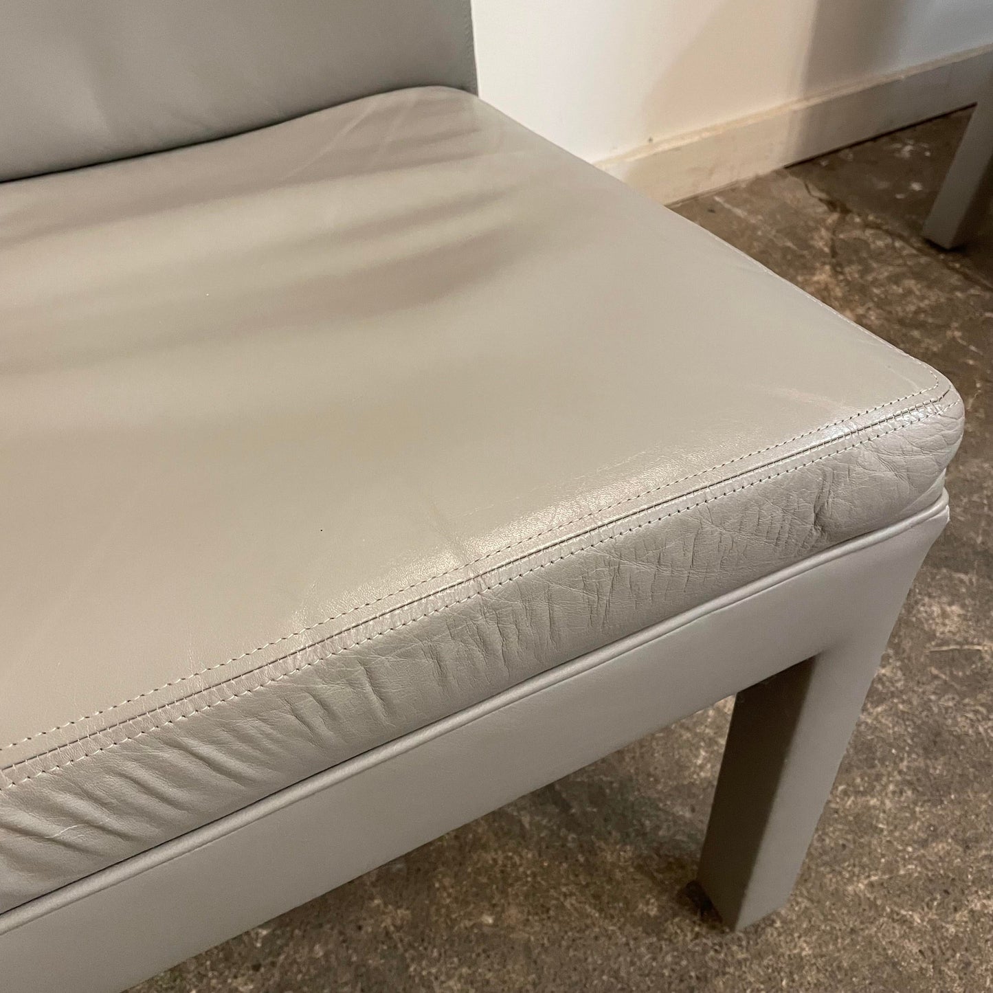 Mid Century Modern Grey Leather Dining Chairs - Set of 6