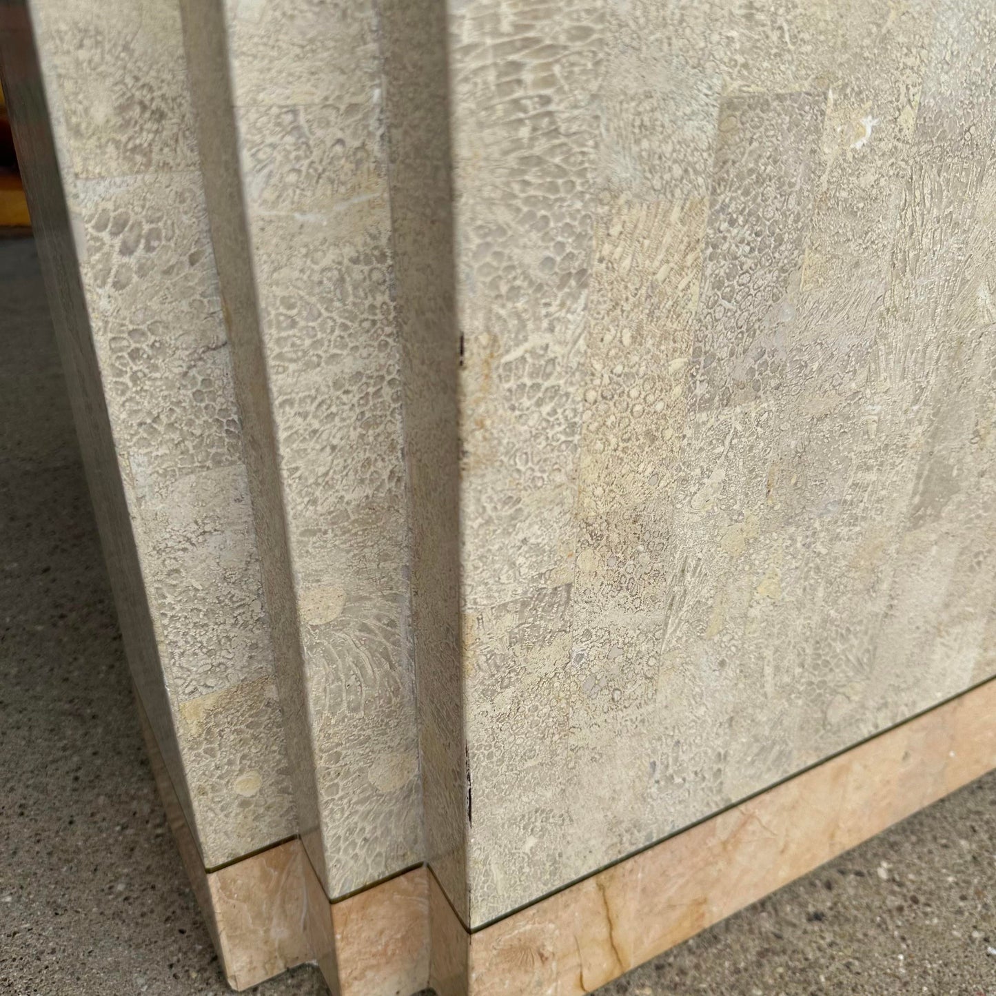 Maitland-Smith Tessellated Marble Stone Pedestal