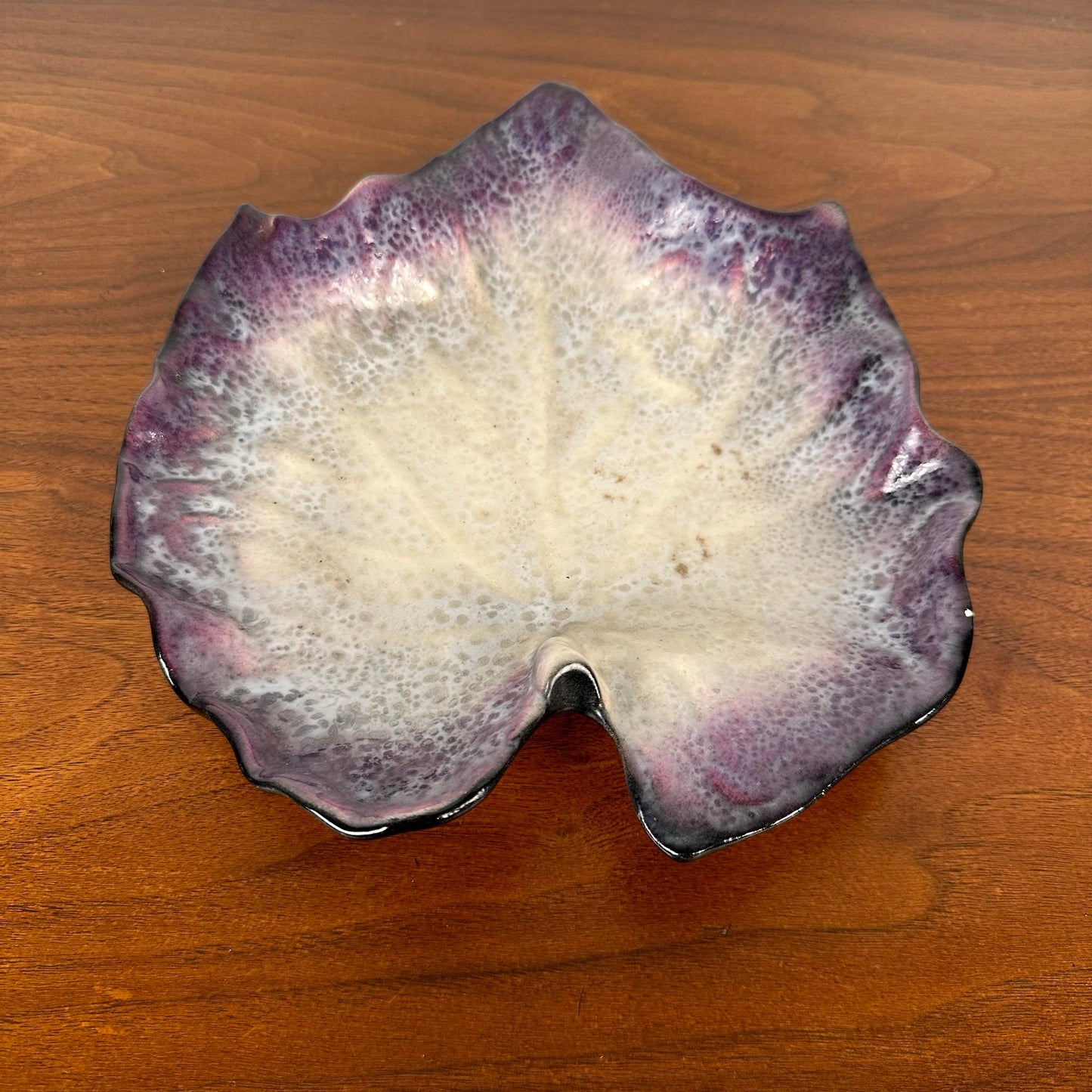 Leaf Shaped Dish in Glazed Stonewar by Pol Chambost, France, 1940s