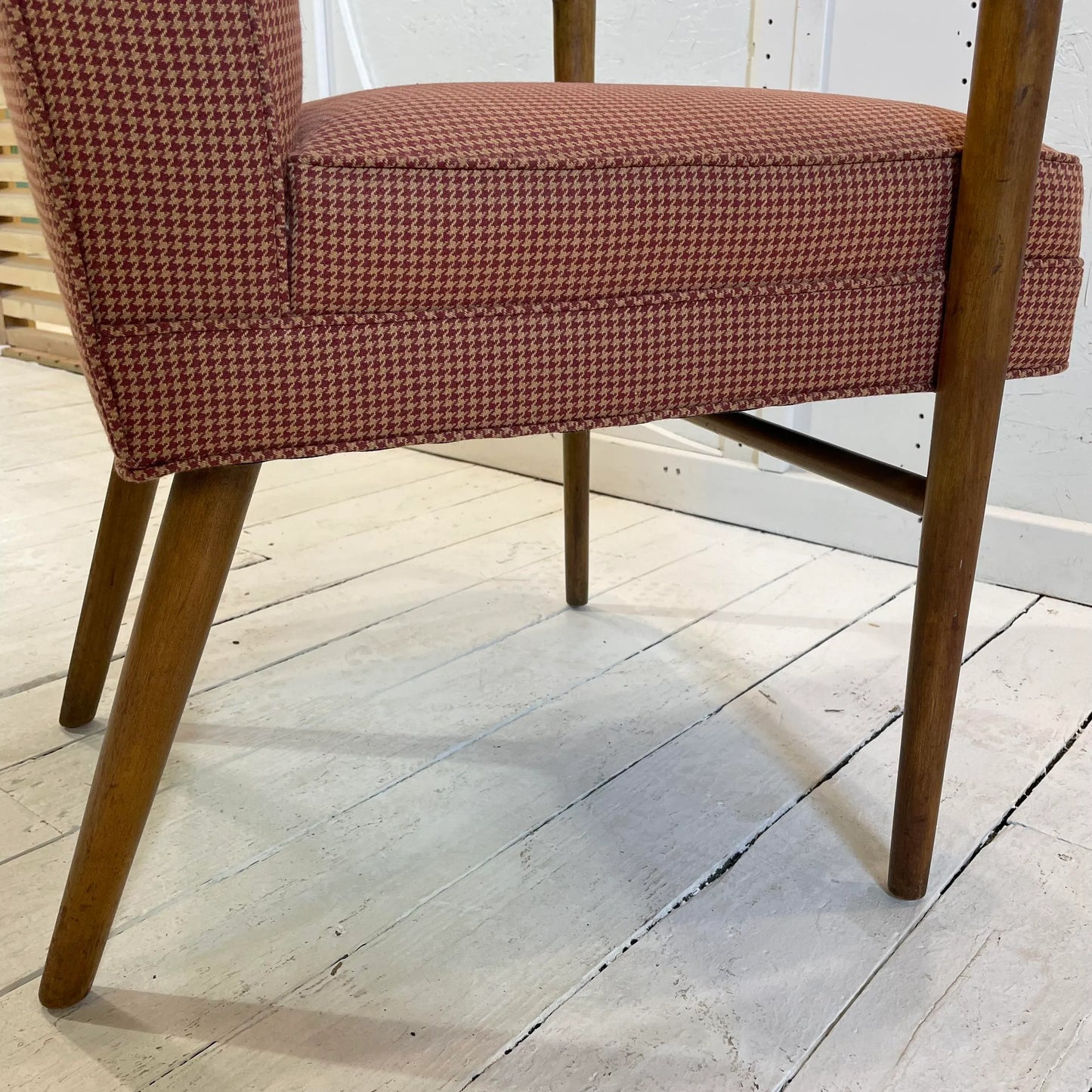 Mid 20th Century Red Checked Fabric Chair