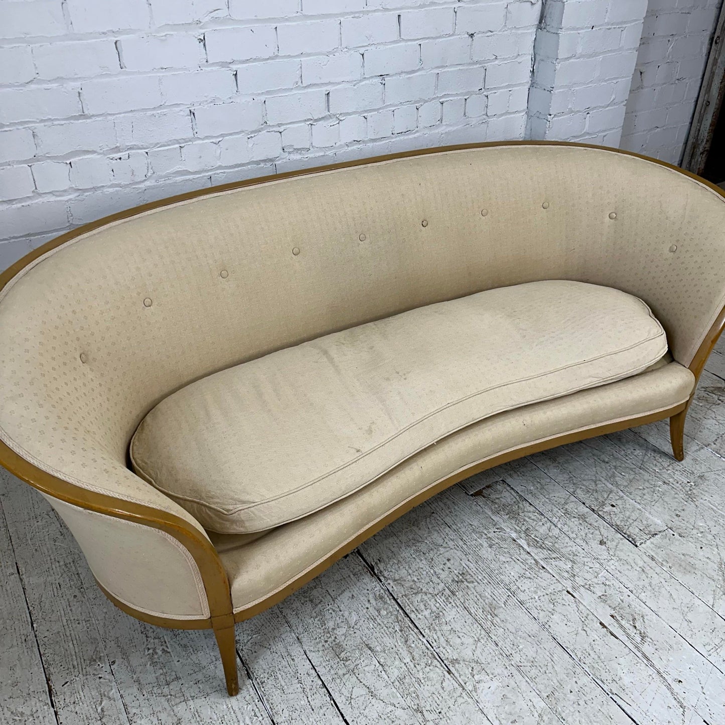 Art Deco Modern French Style Curved Tall Back Sofa