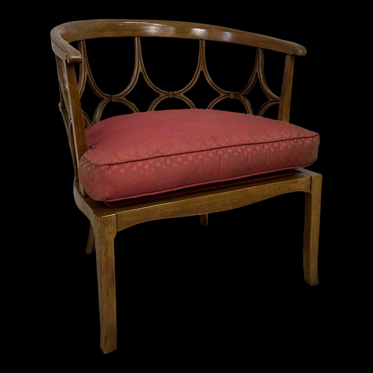 Tomlinson Sophisticate Hollywood Regency Spider Web Barrel Back Armchair