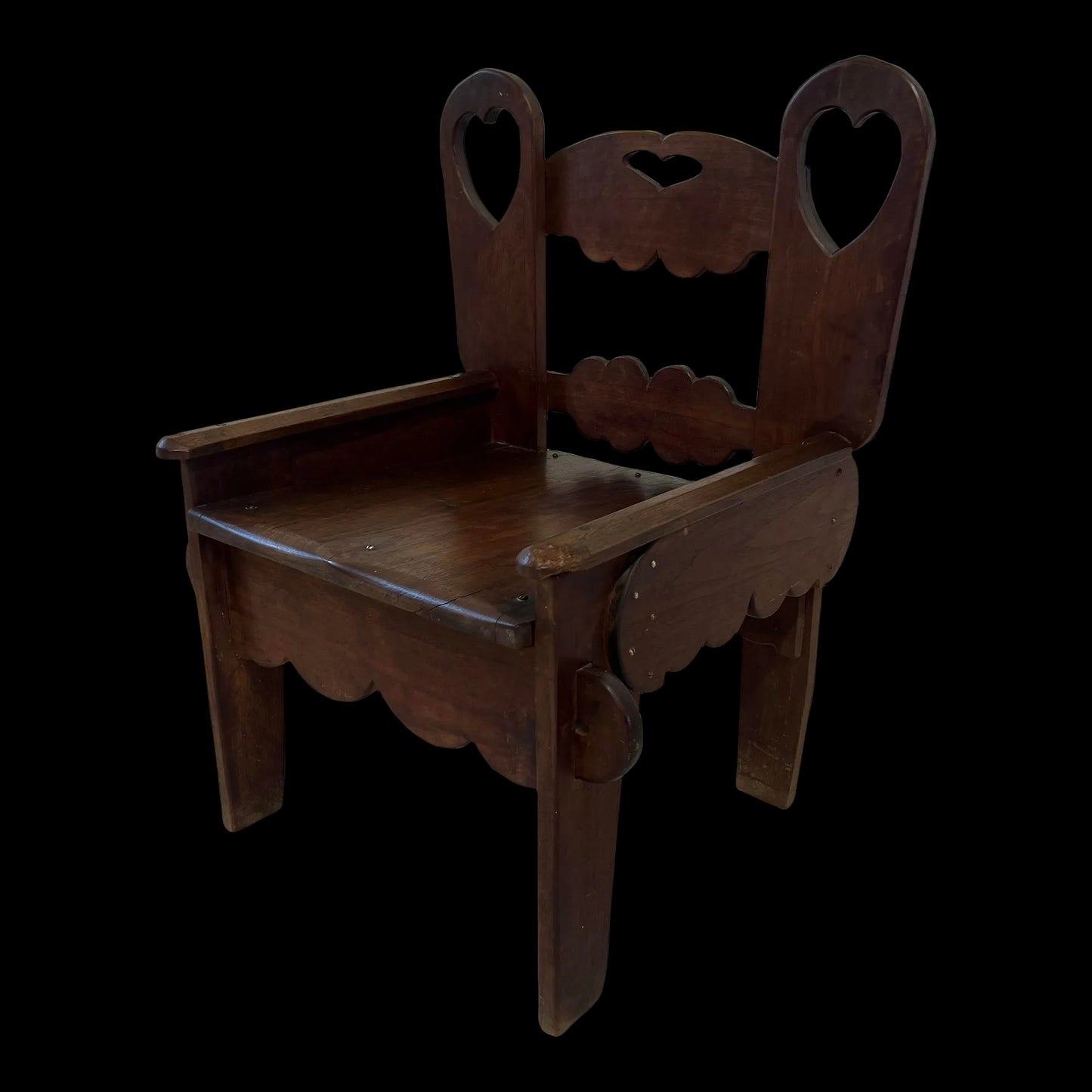 Folk Art Wooden Chair With Great Lines and Shape.