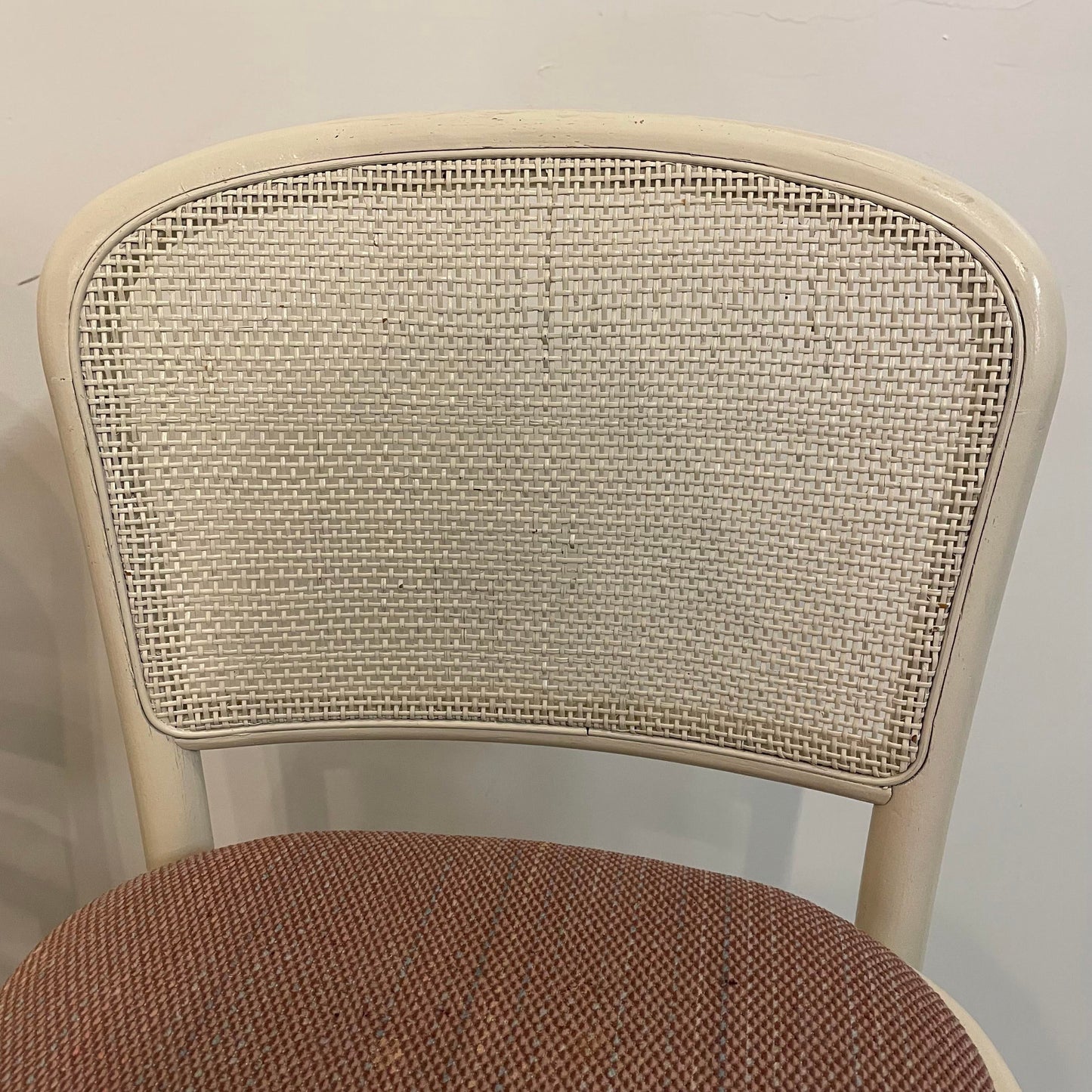 Mid Century Modern Bar Stools with Caned Back - Set of 3