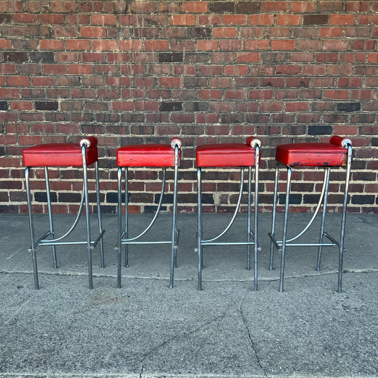 Set of 4 Art Deco Machine Age Bar Stools From Empire State Building
