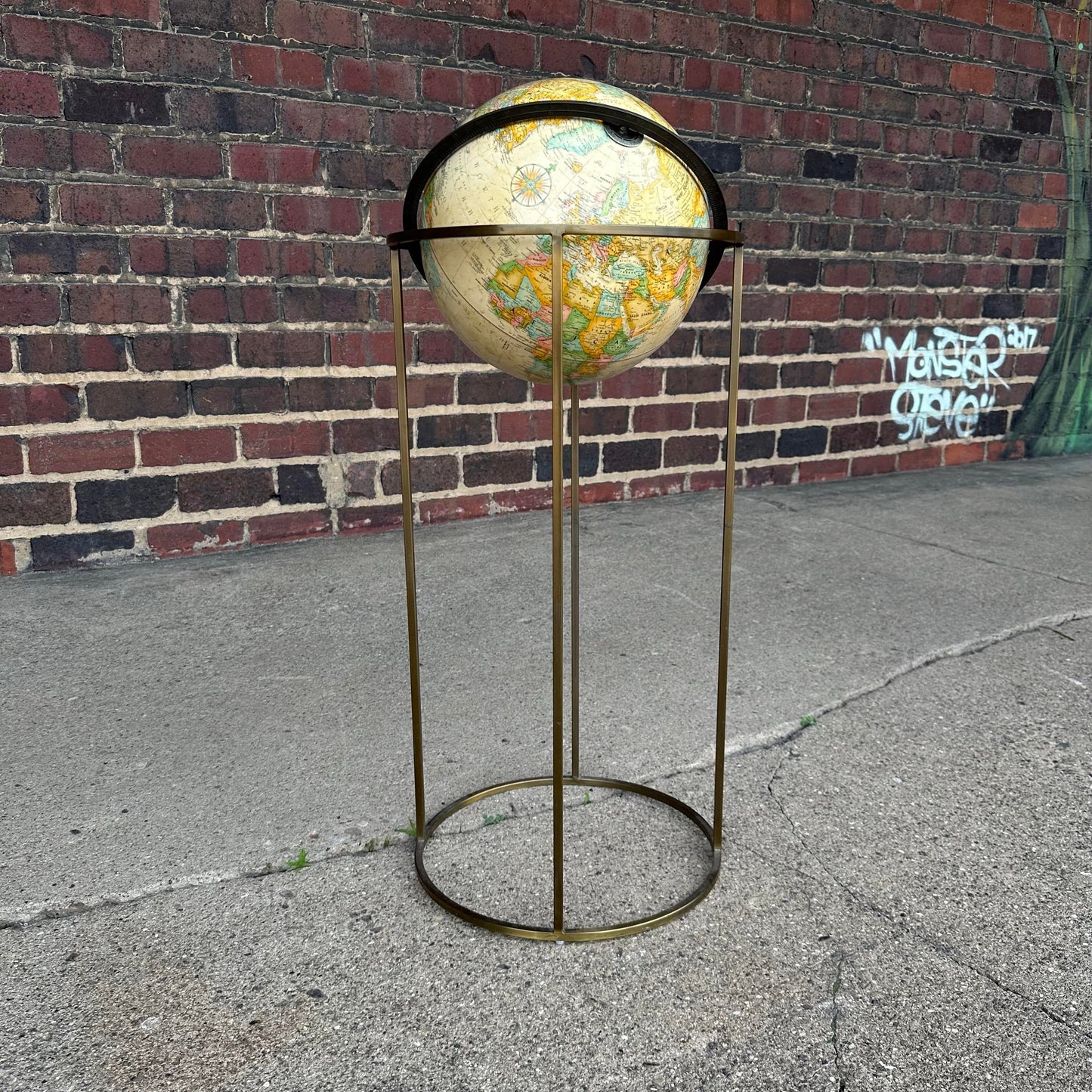 Paul McCobb Style Globe on Brass Stand