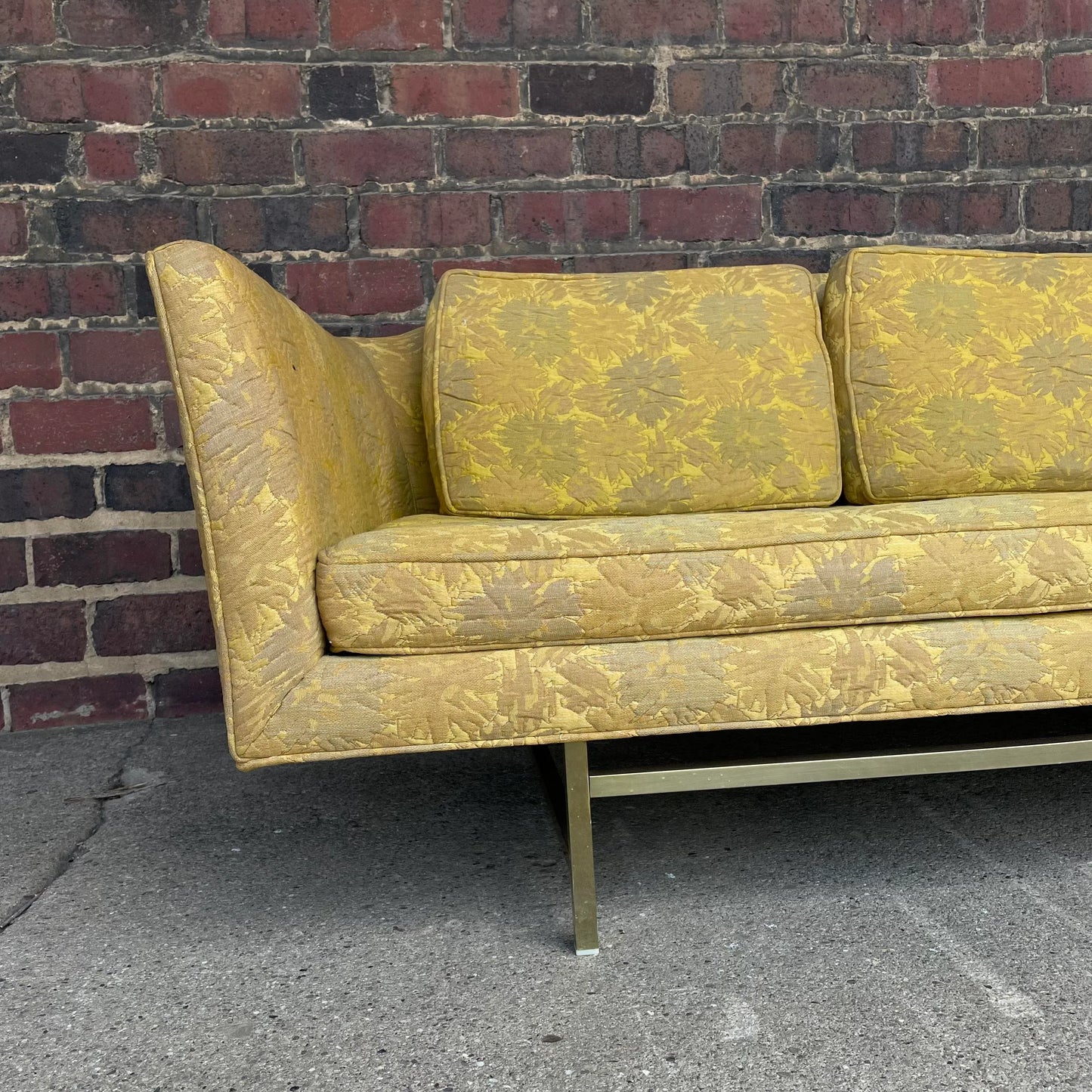 Mid Century Modern Erwin-Lambeth Brass Legged Sofa