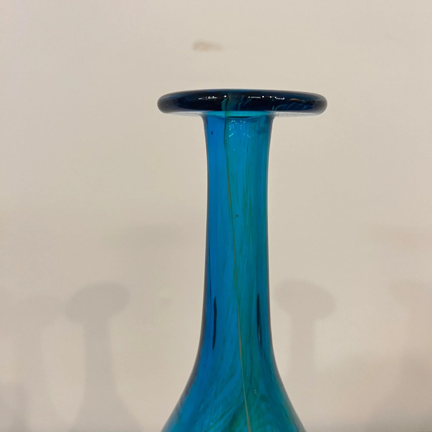Mdina Ming Blue and Green Art Glass Bottle Vase